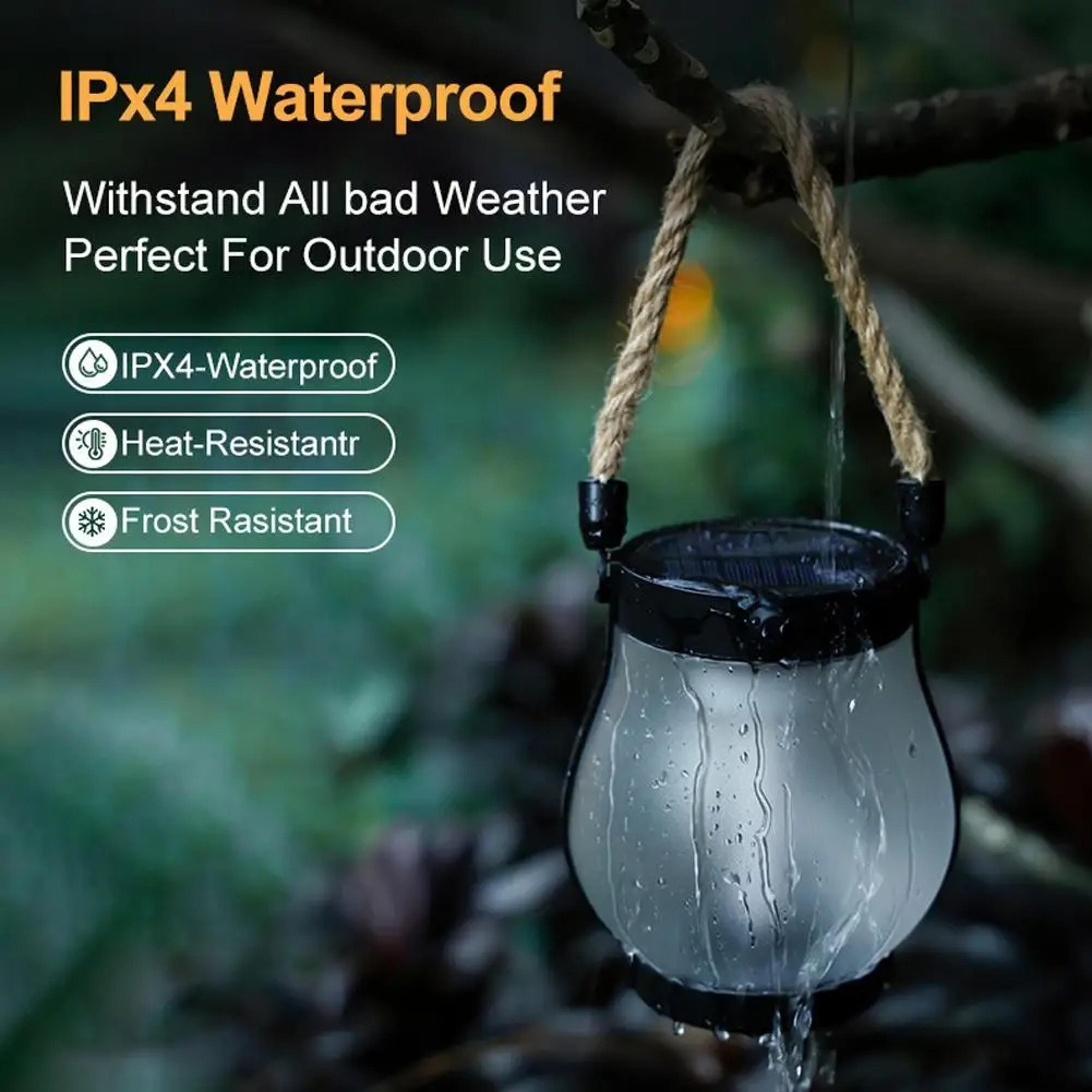 Solar Flame Camping Lantern USB Rechargeable Waterproof Outdoor Light 4