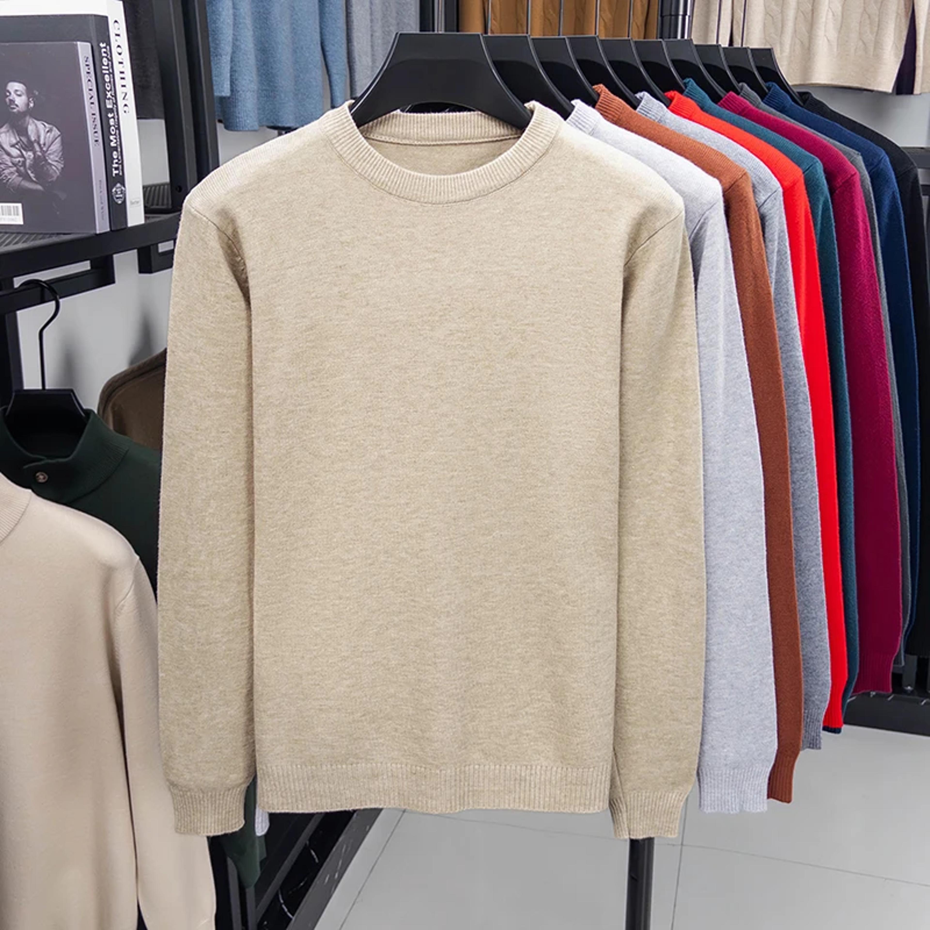 Mens Diamond Pattern Knit Sweater Casual Crew Neck Pullover 8