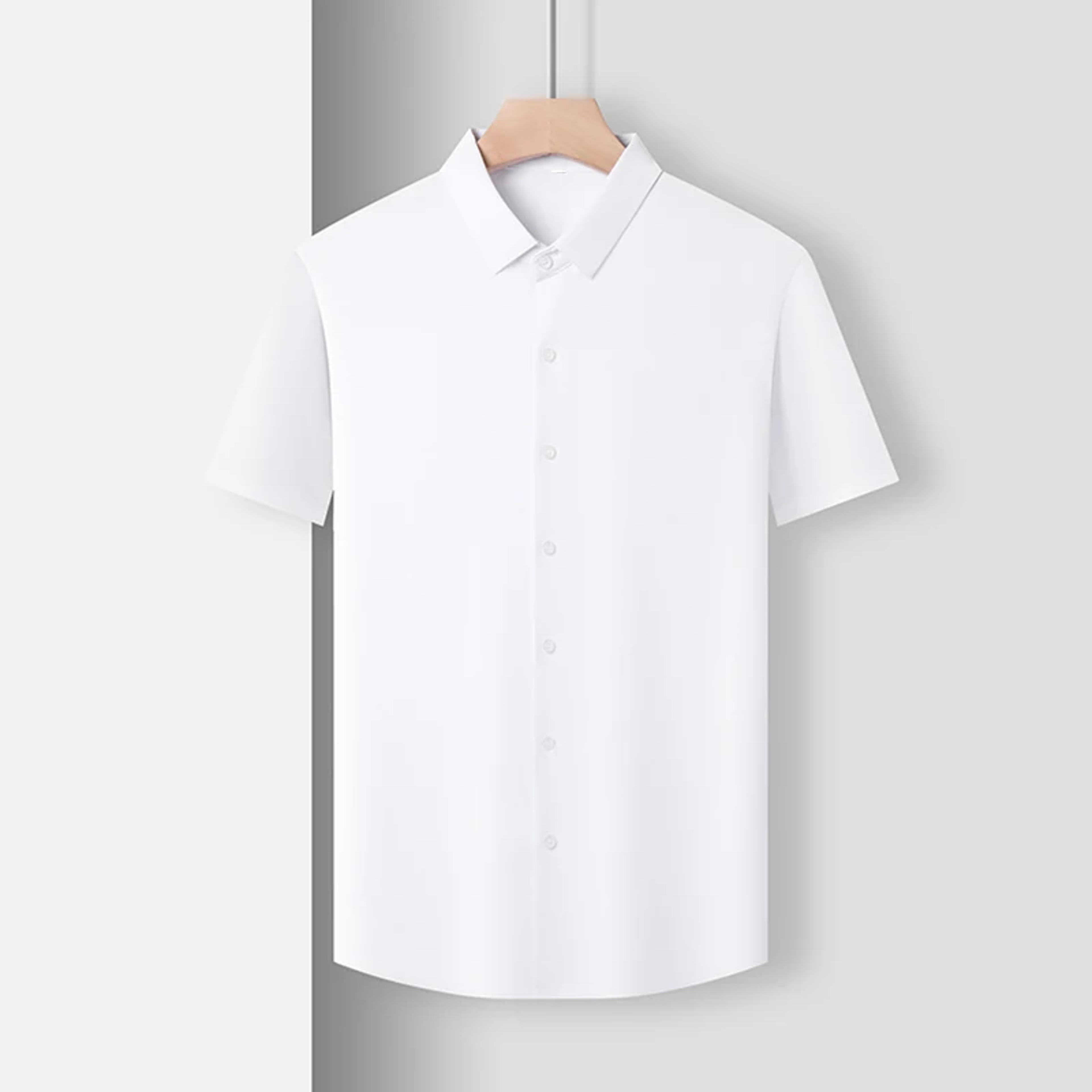 wrinkle resistant men's business casual short sleeve shirt