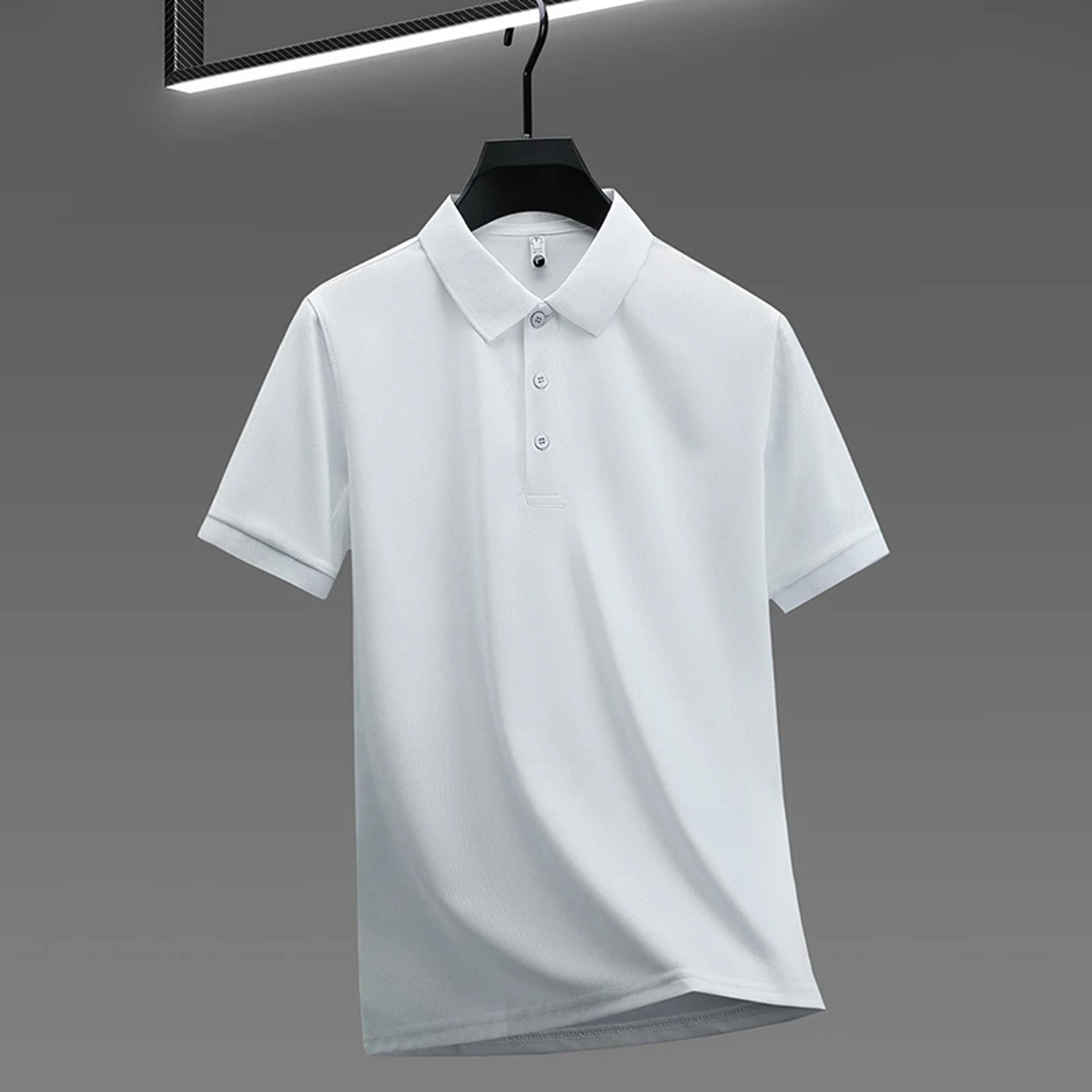 men's business casual polo shirt breathable short sleeve top