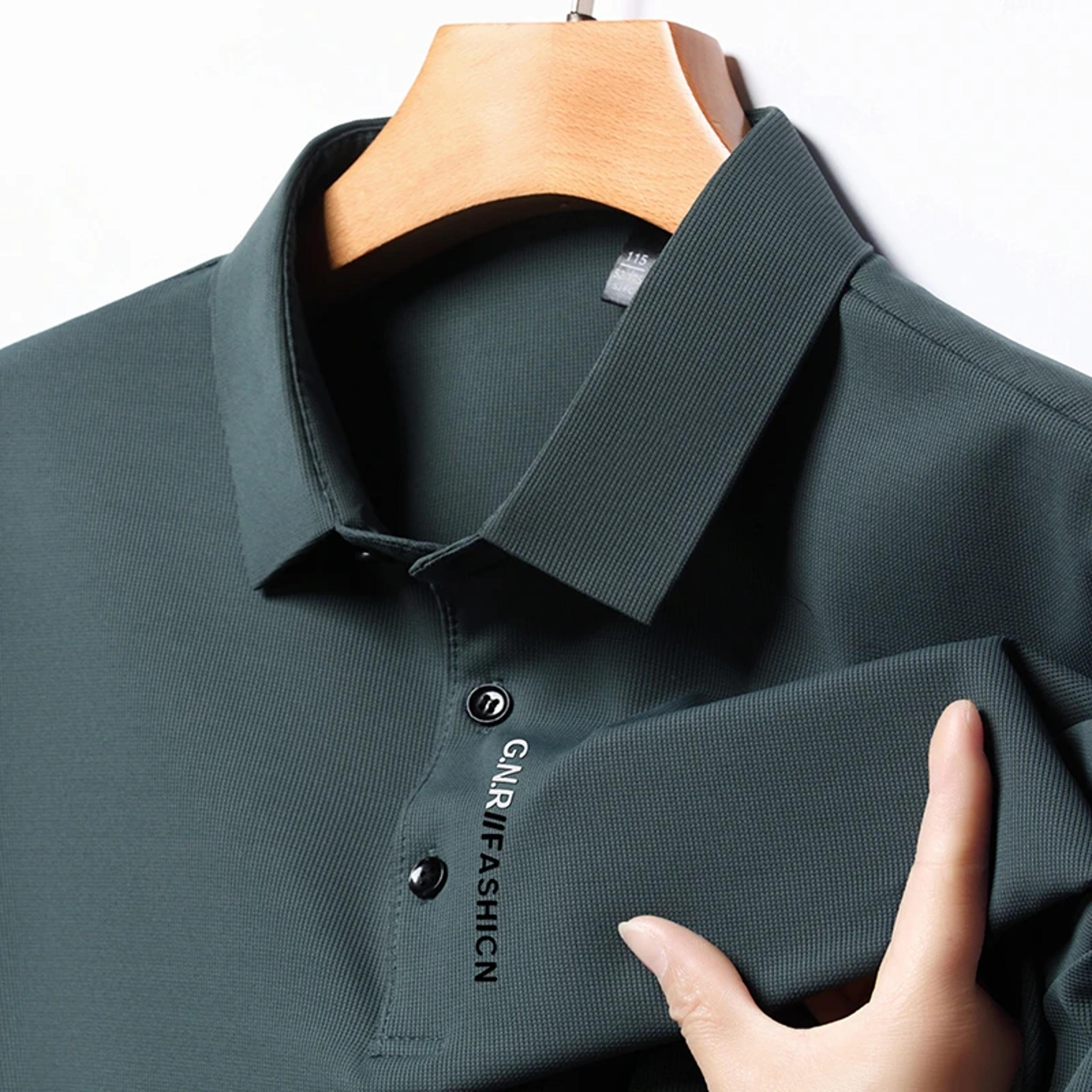 Mens Letter Print Polo Shirt Casual Business Short Sleeve Top 1