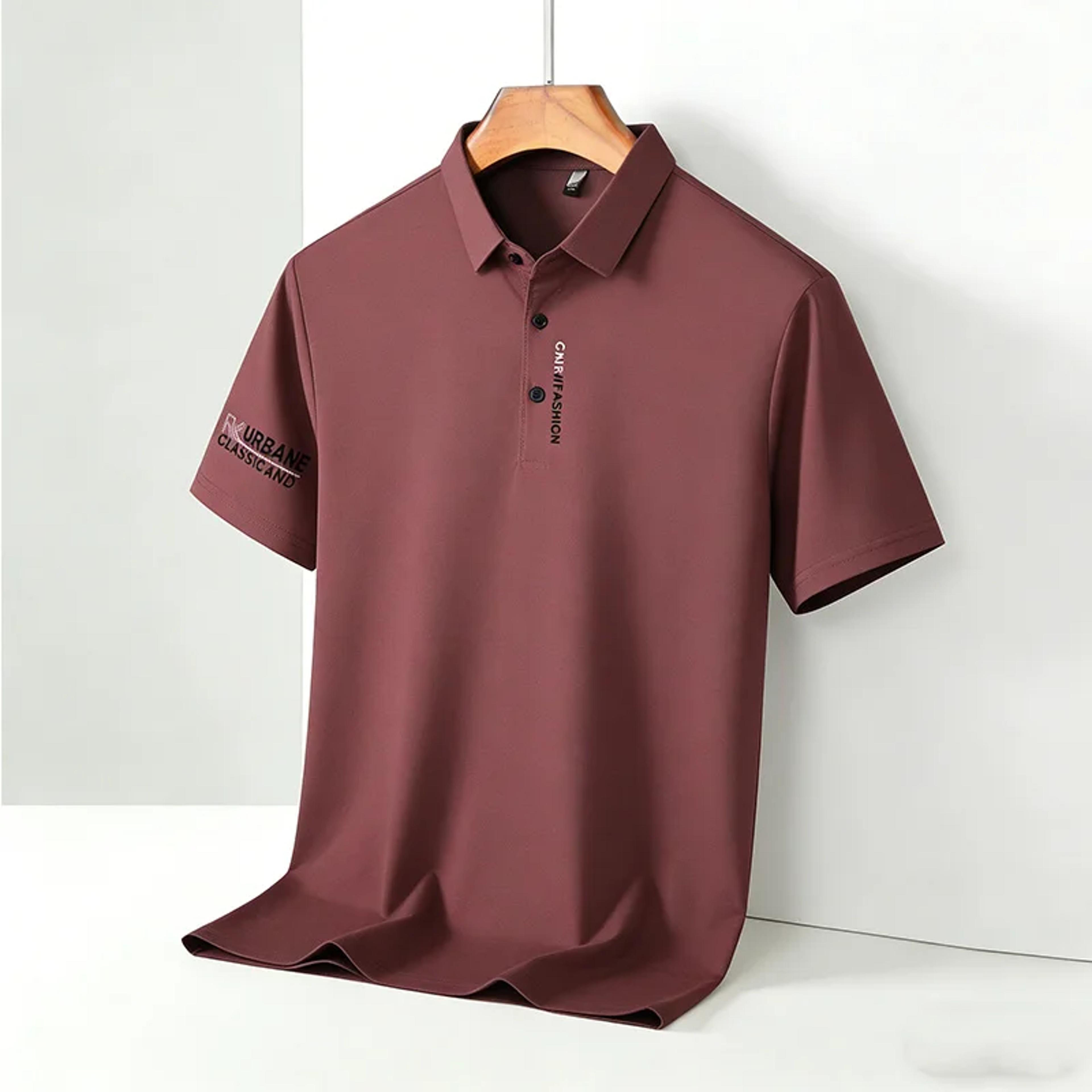 men's letter print polo shirt casual business short sleeve top