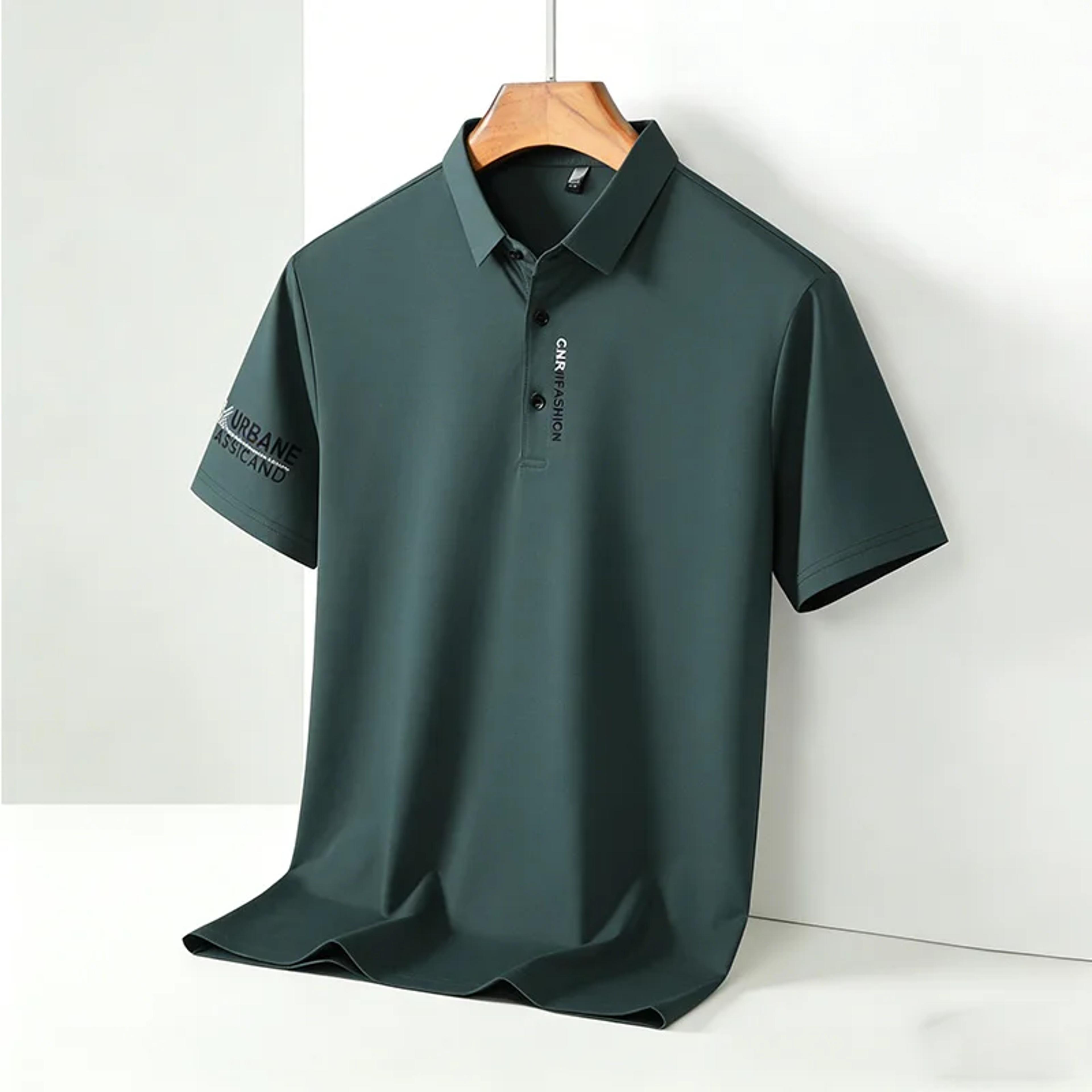 Mens Letter Print Polo Shirt Casual Business Short Sleeve Top 9