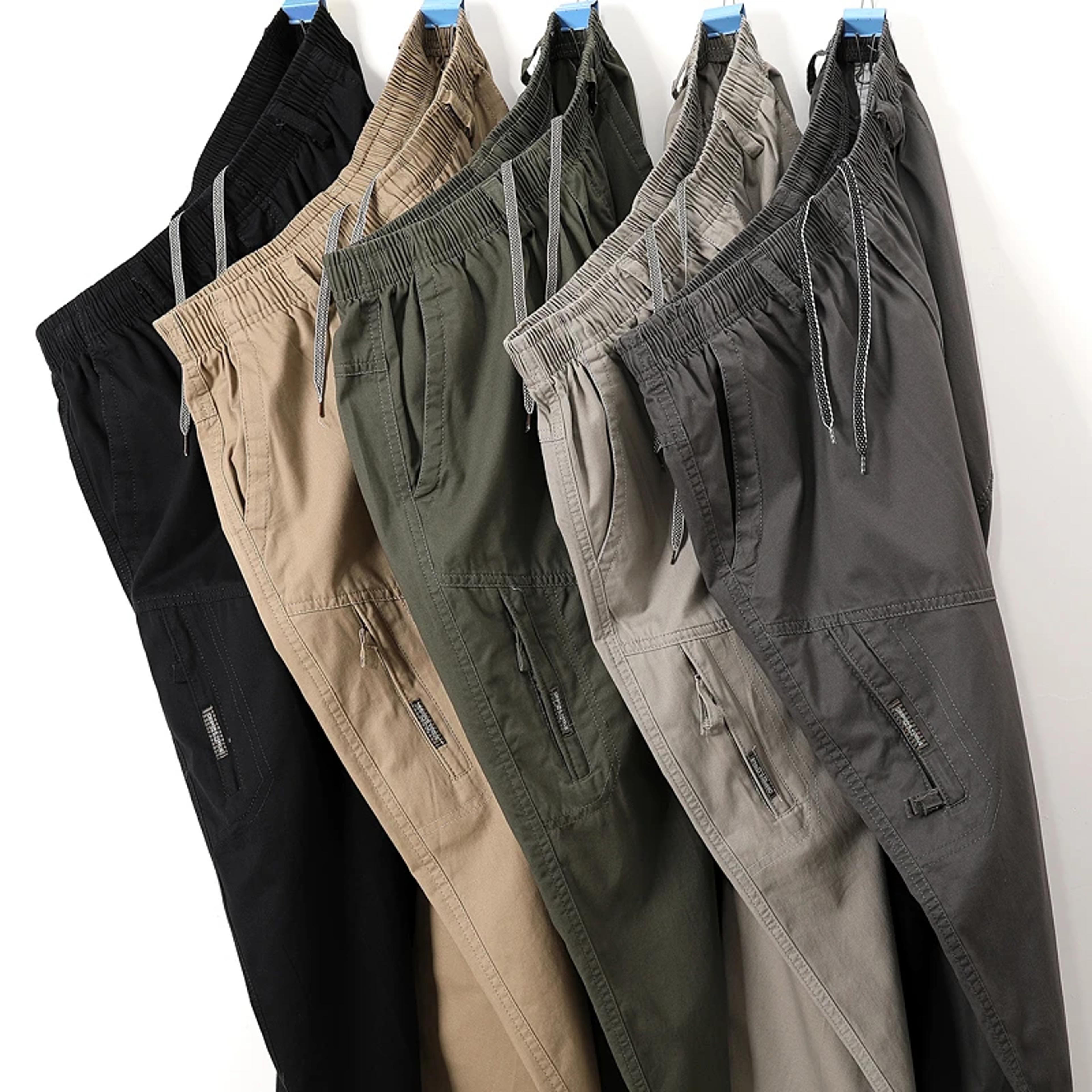 Mens Cotton Work Pants Comfortable Casual Workwear Trousers 1