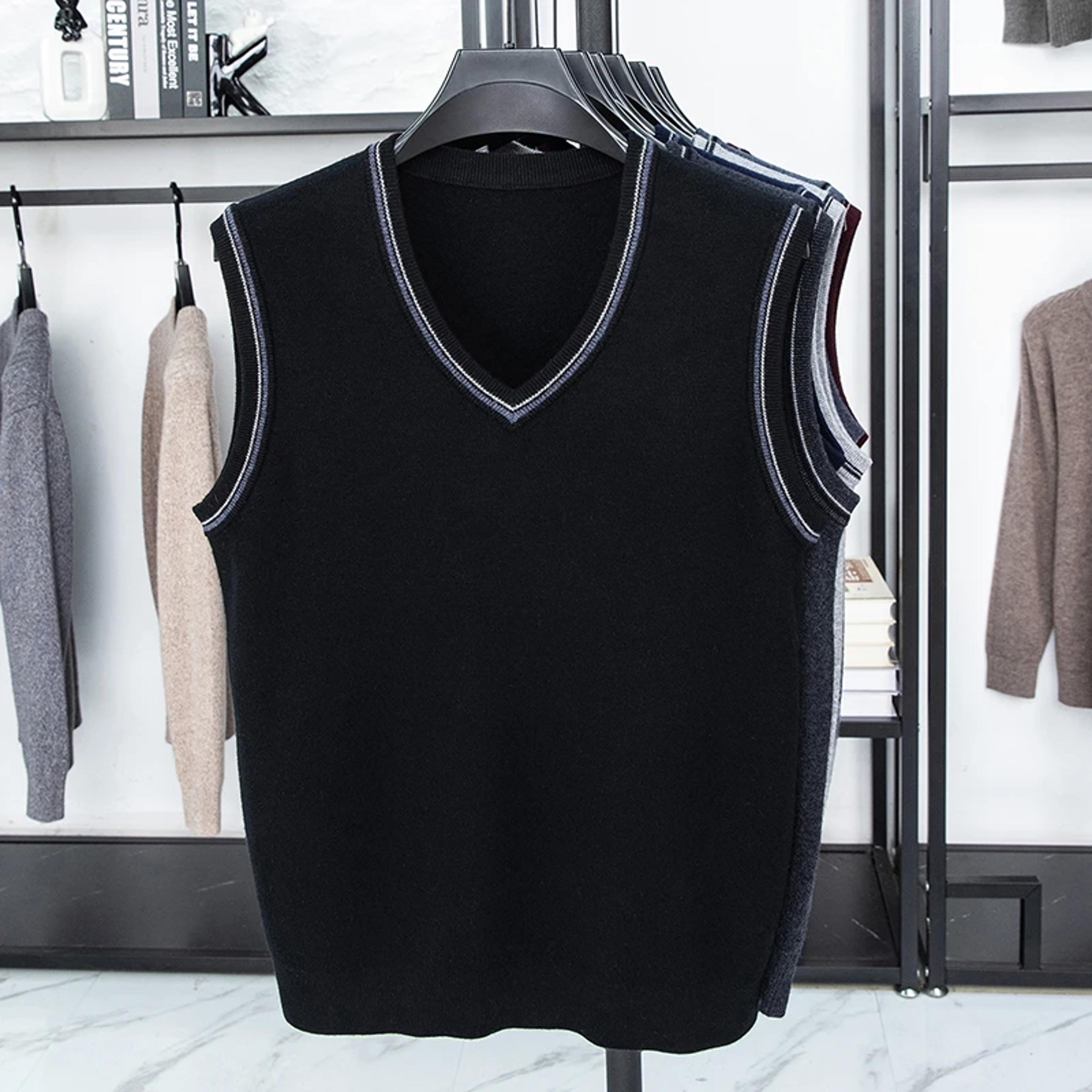 classic men's sweater vest warm casual sleeveless knitwear for autumn winter