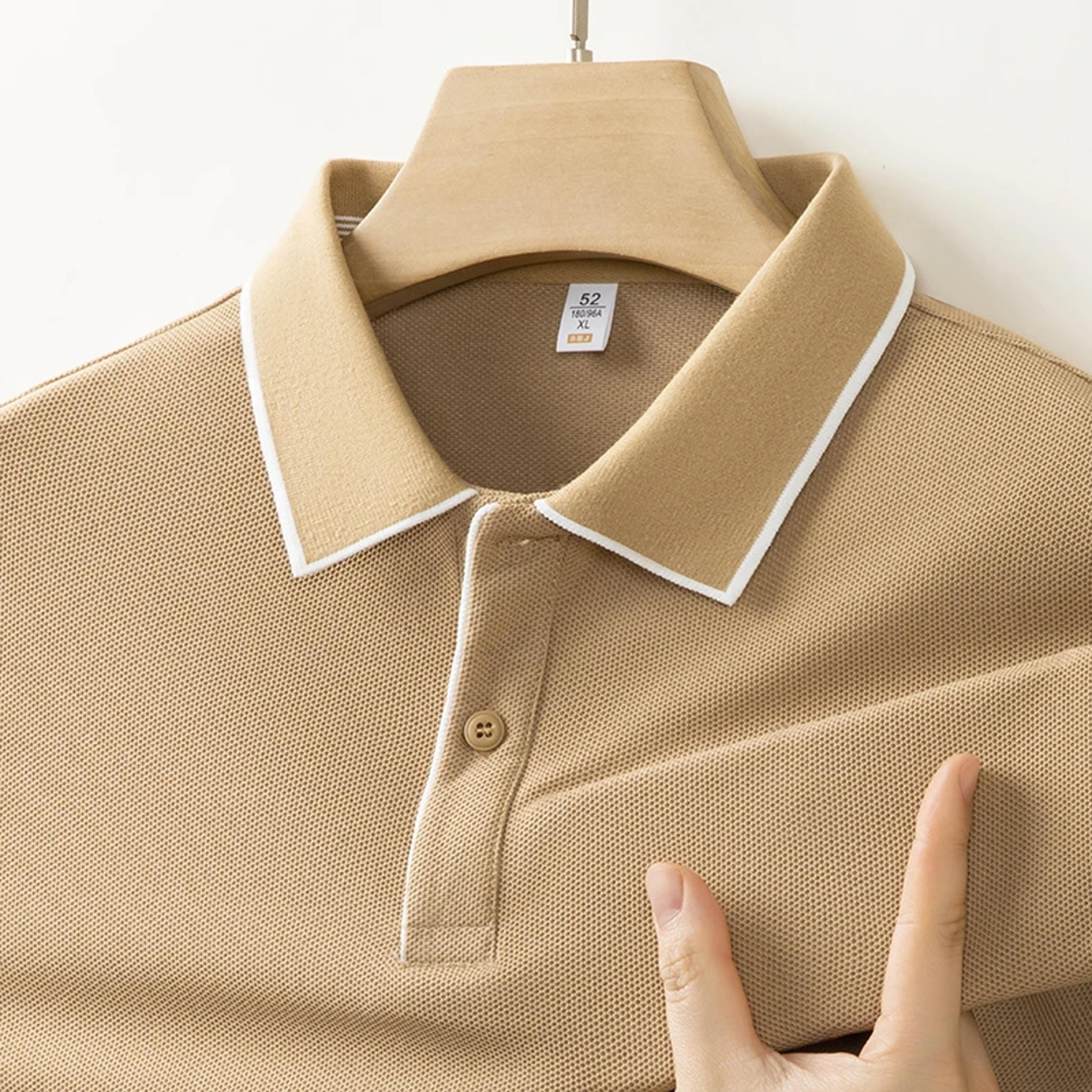 Mens Business Casual Polo Shirt Breathable Short Sleeve Solid Color Top 8
