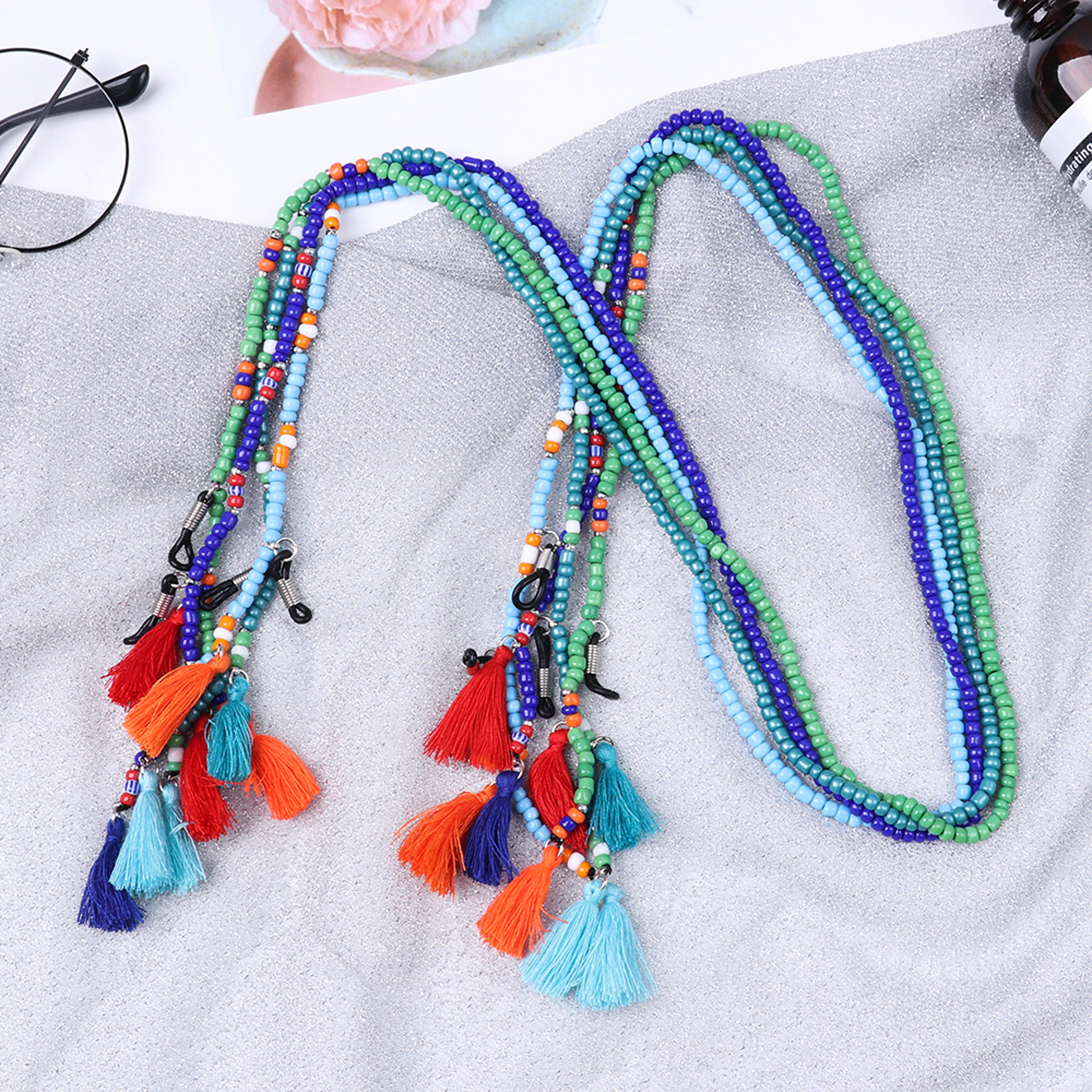 Retro Beaded Eyeglass Chain With Tassels Reading Glasses Holder 2