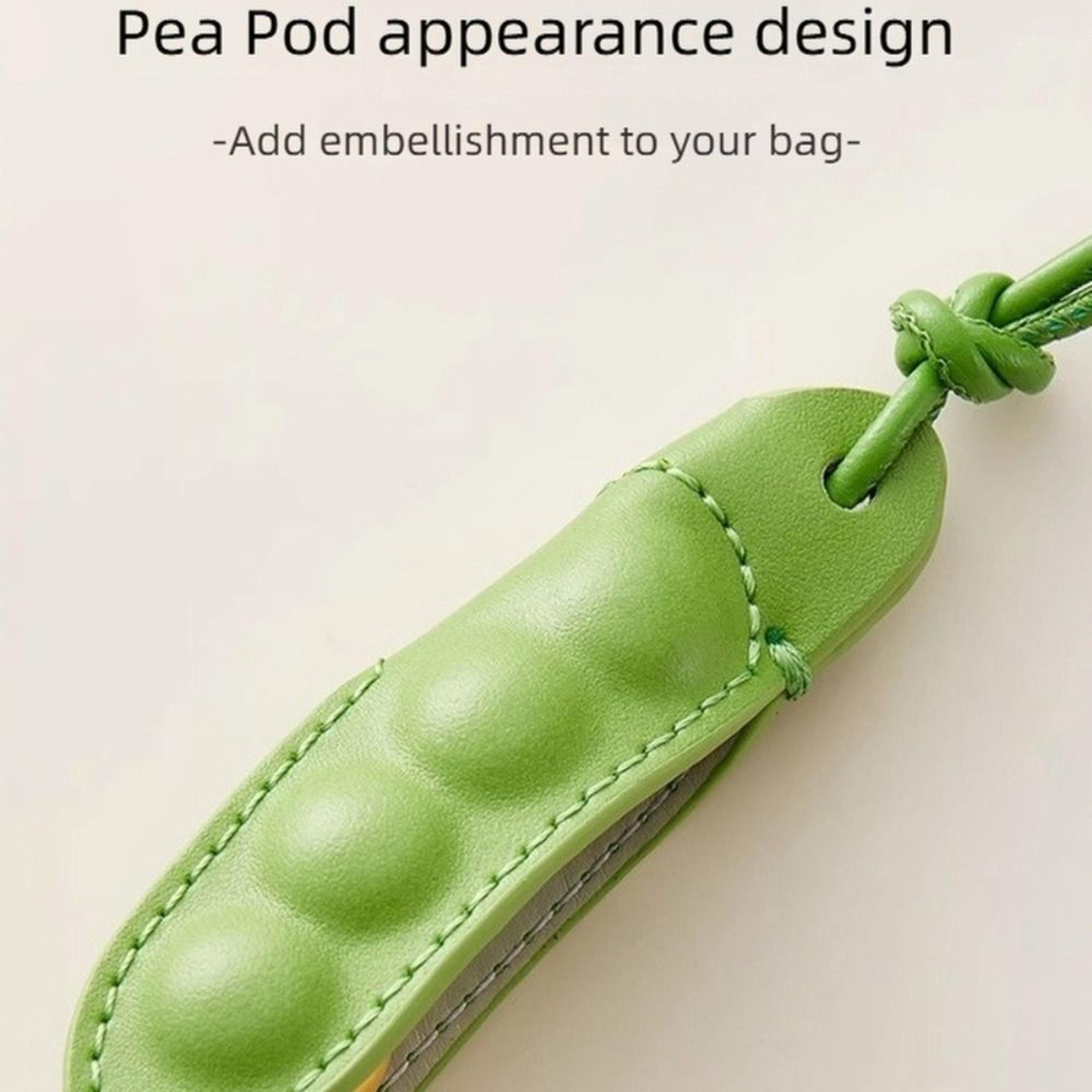 Handmade Leather Pea Pod Keychain Green Pea Bag Charm 6