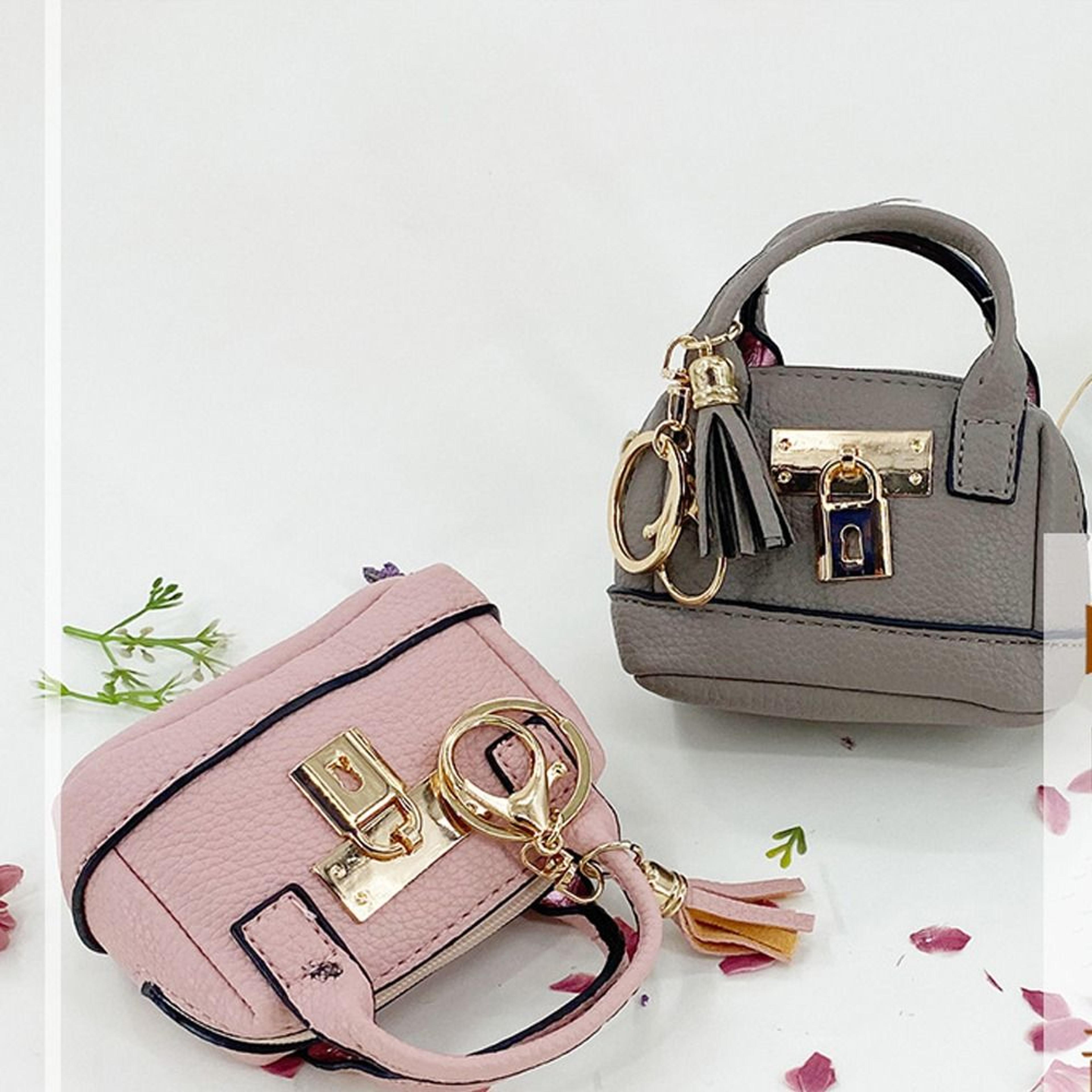 mini purse keychain pu leather coin purse for coins keys and earbuds