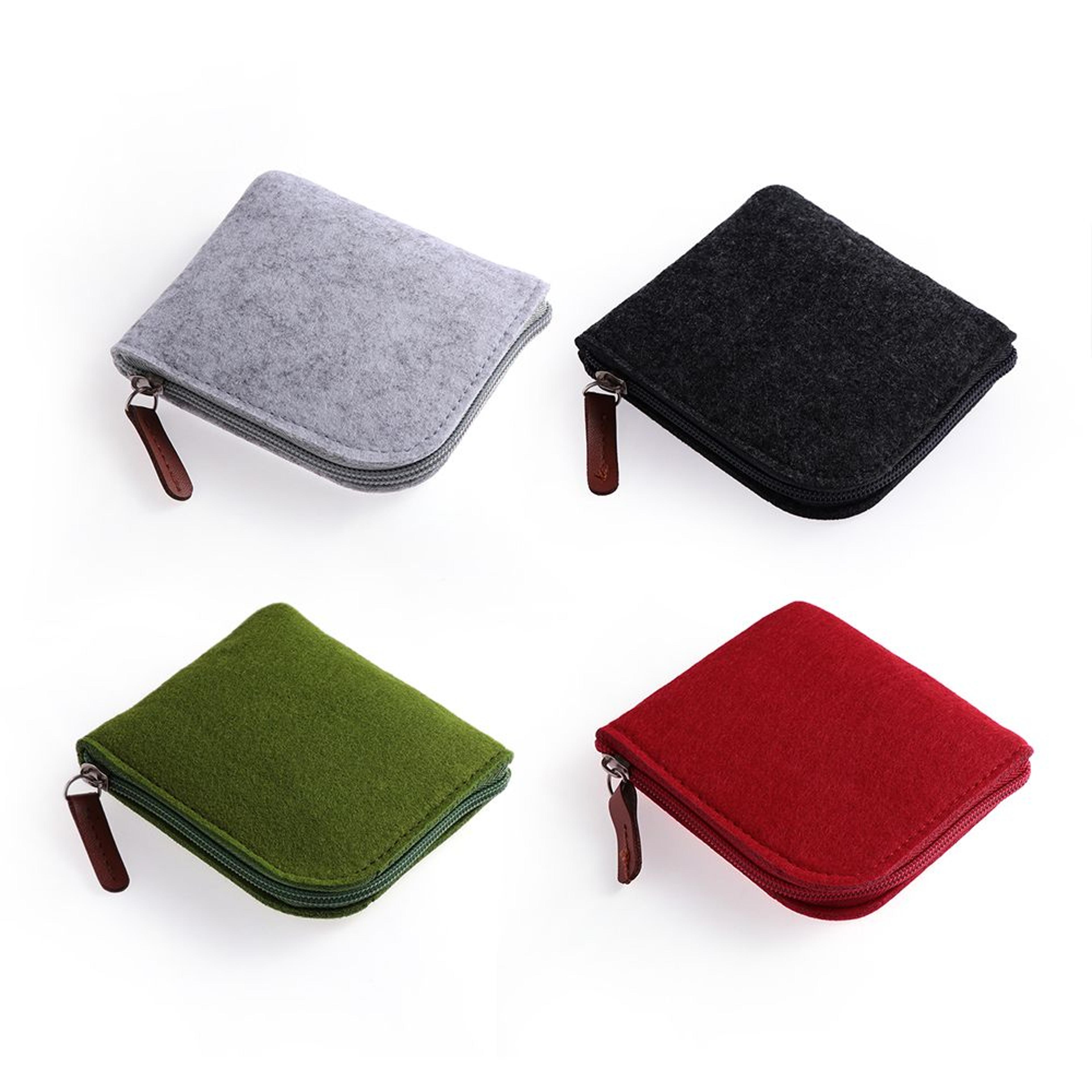 compact felt coin purse keychain mini wallet and card holder