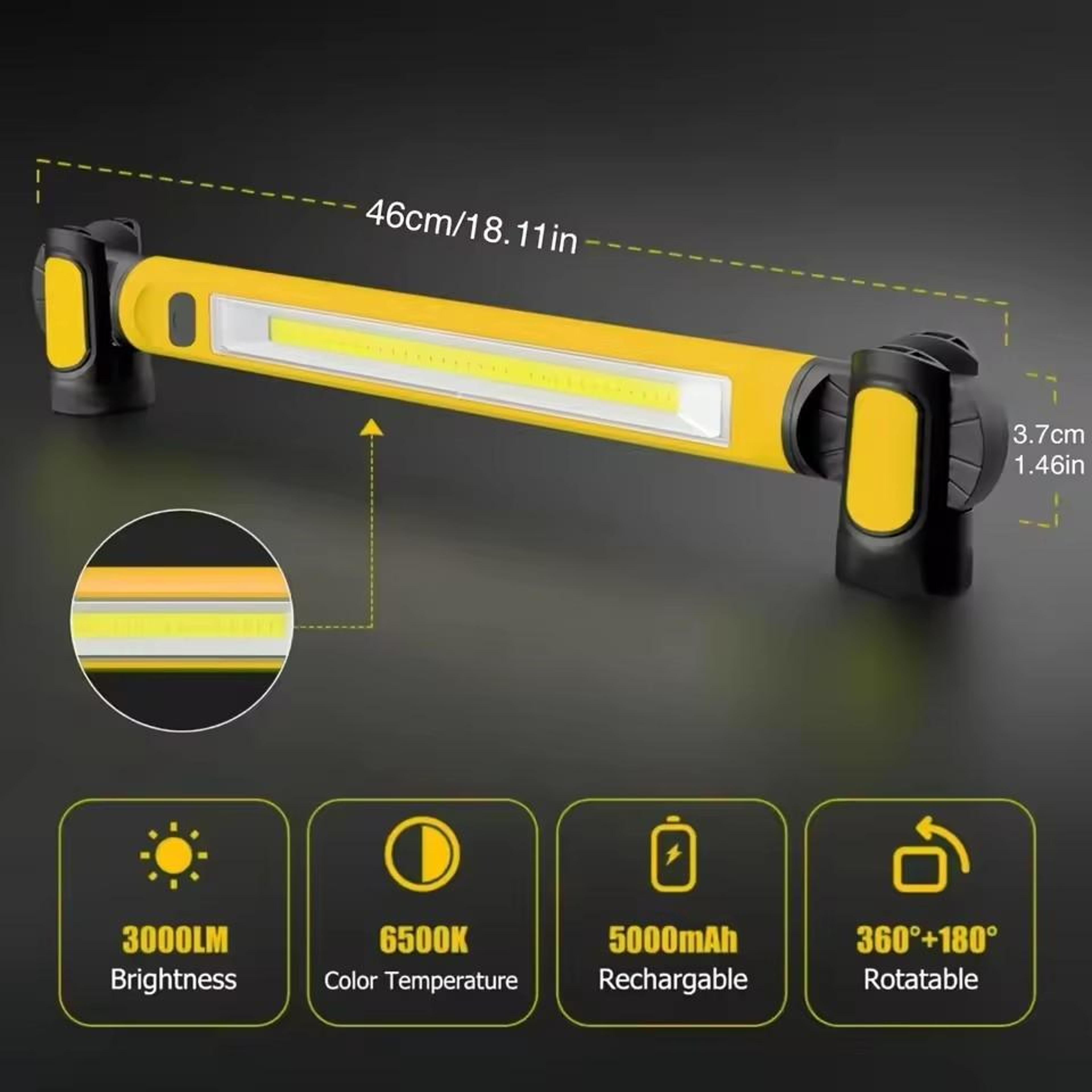 2500LM Rechargeable Work Light Magnetic Underhood Mechanic LED Lamp With Hooks 3