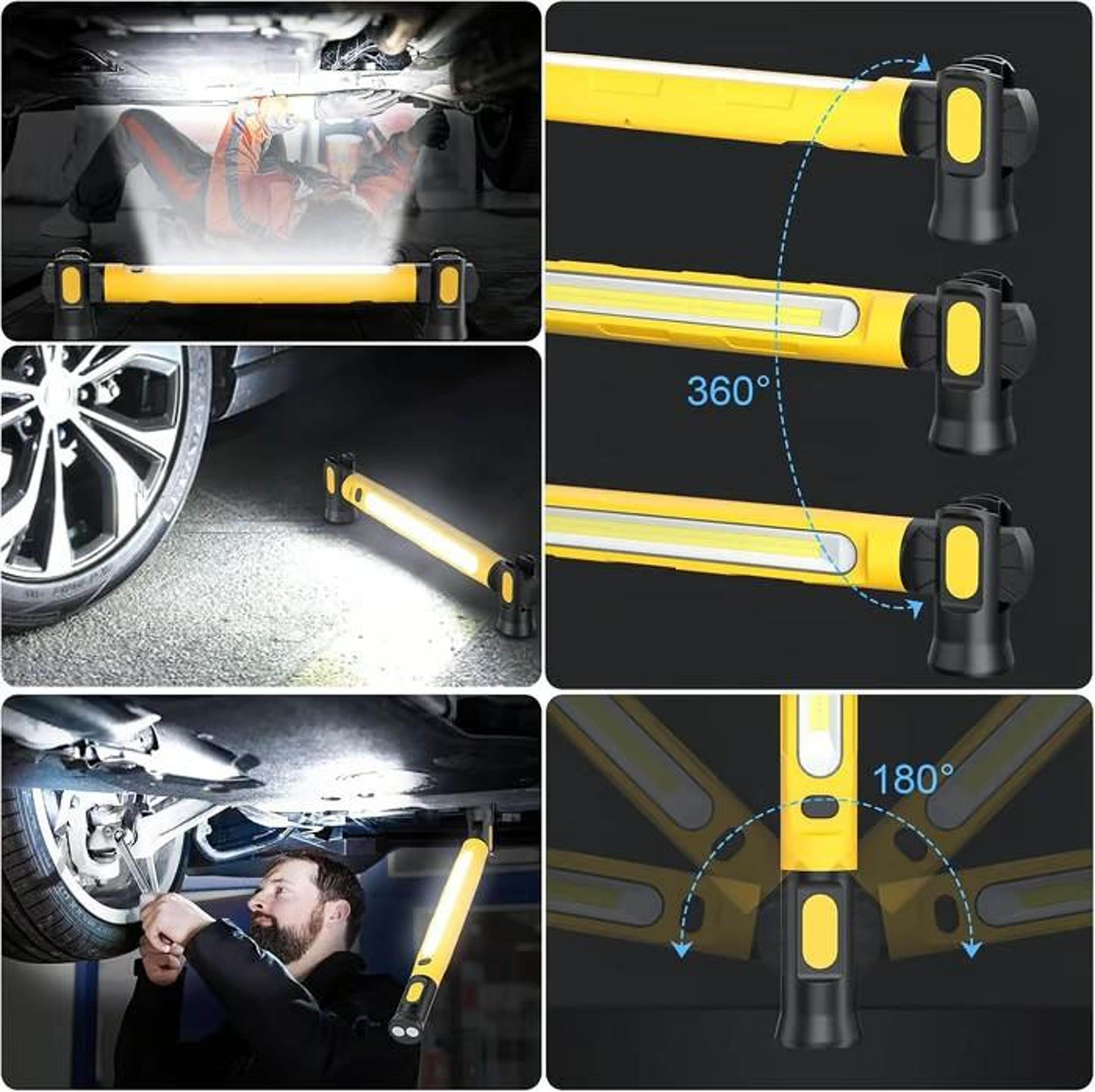 2500LM Rechargeable Work Light Magnetic Underhood Mechanic LED Lamp With Hooks 5