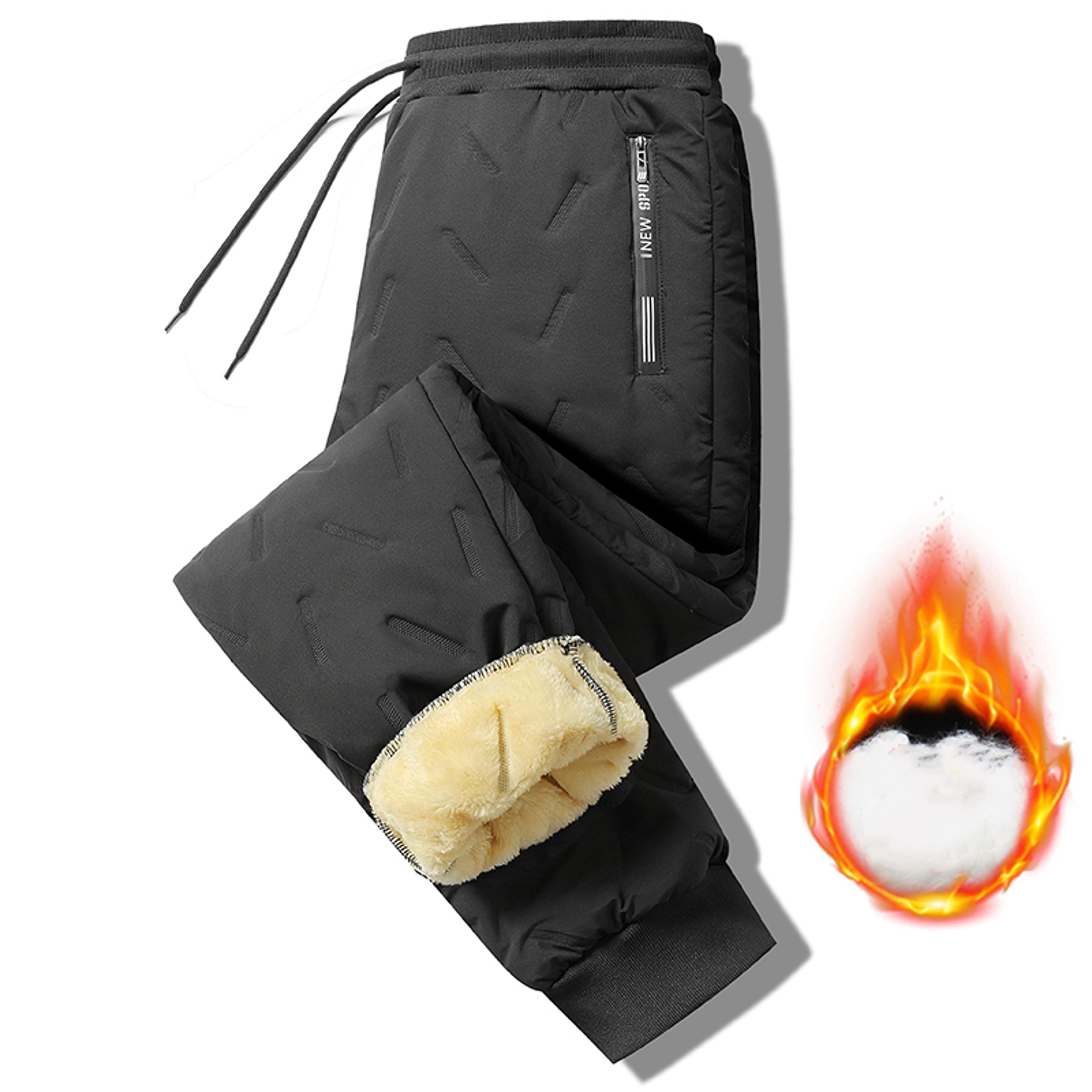 Women Fleece Lined Winter Pants Warm Straight Leg Drawstring Trousers 2