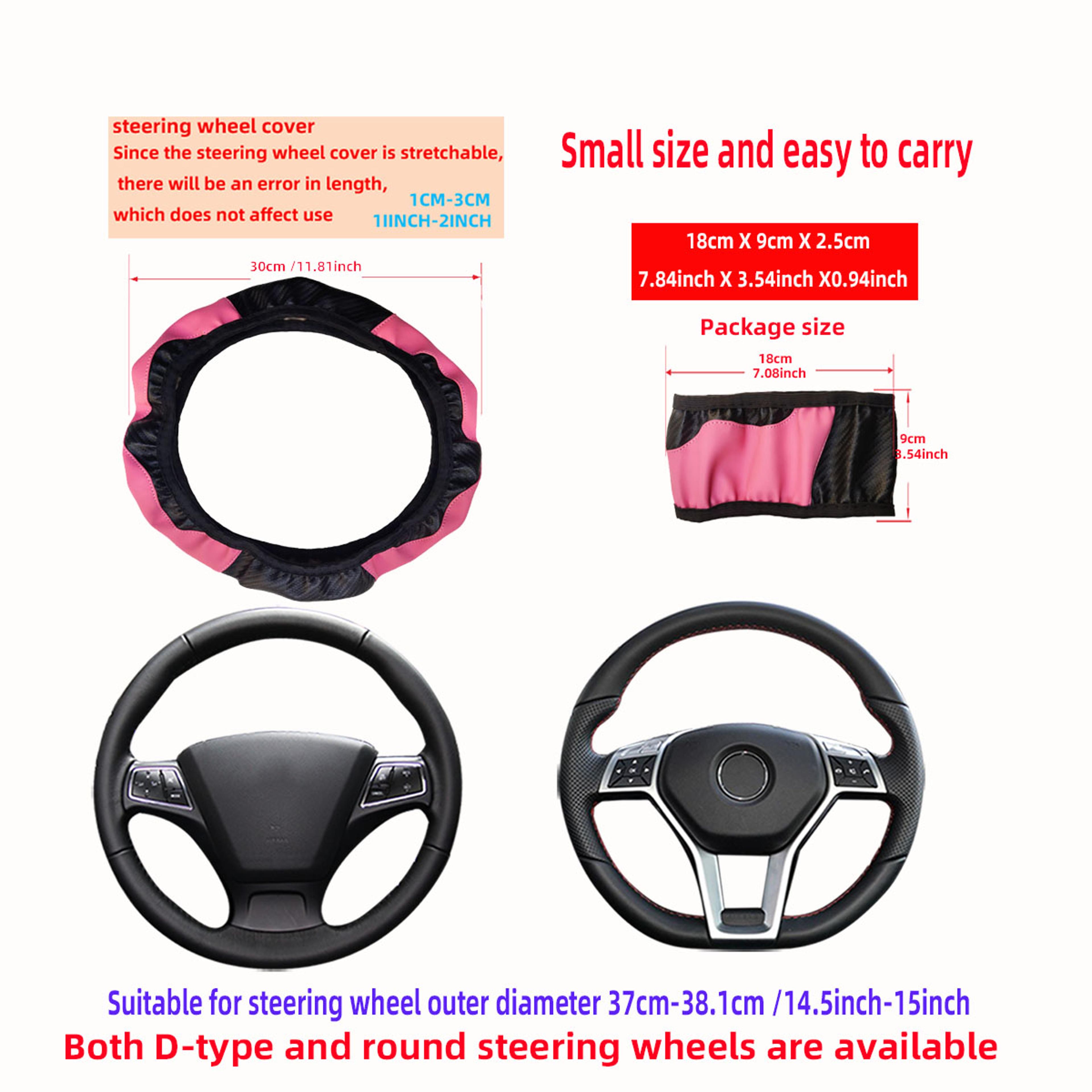 Carbon Fiber Steering Wheel Cover PU Leather Slim Grip Protector For 145 To 15 Inch Wheels 2