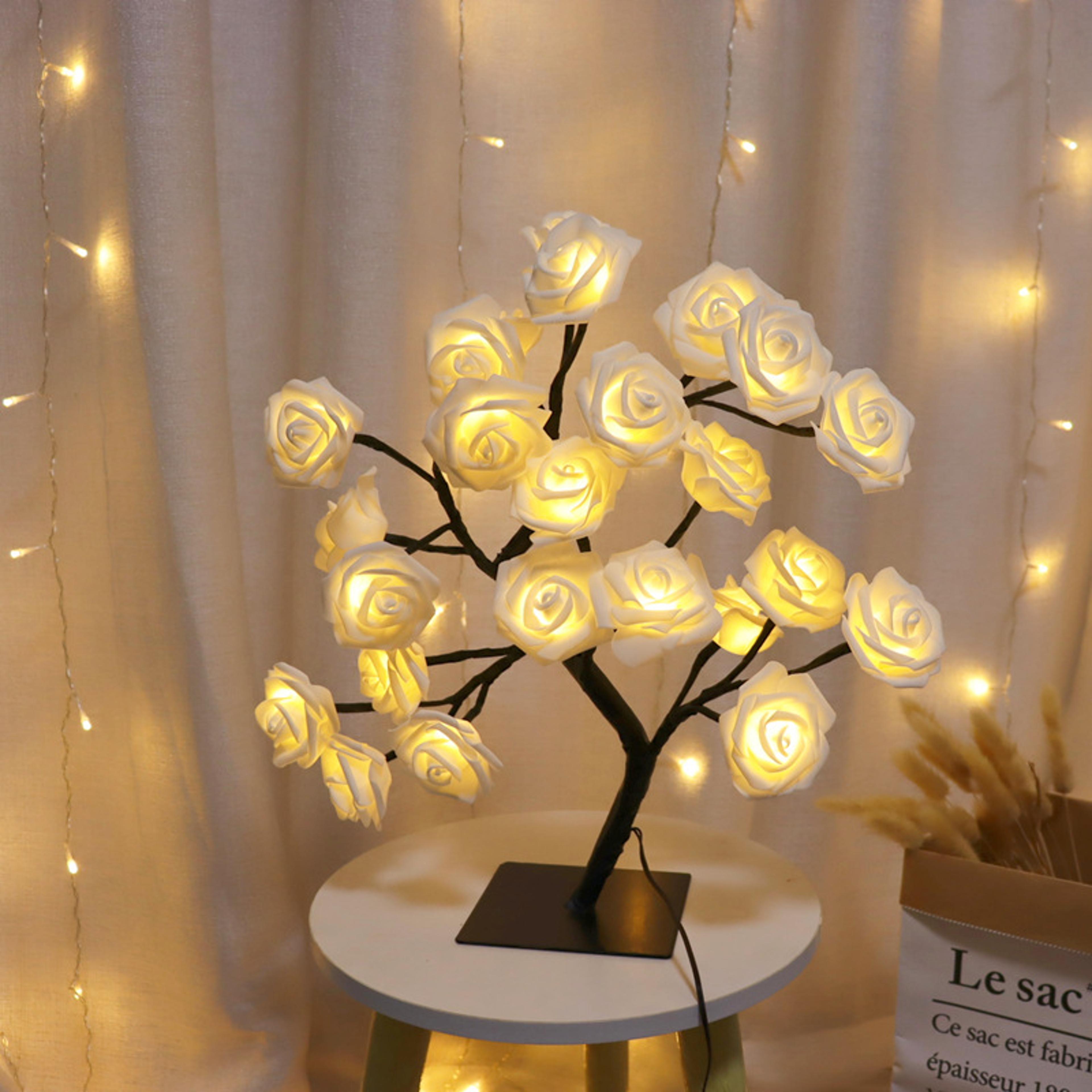 LED Rose Tree Lamp USB Night Light With Adjustable Floral Branches 2