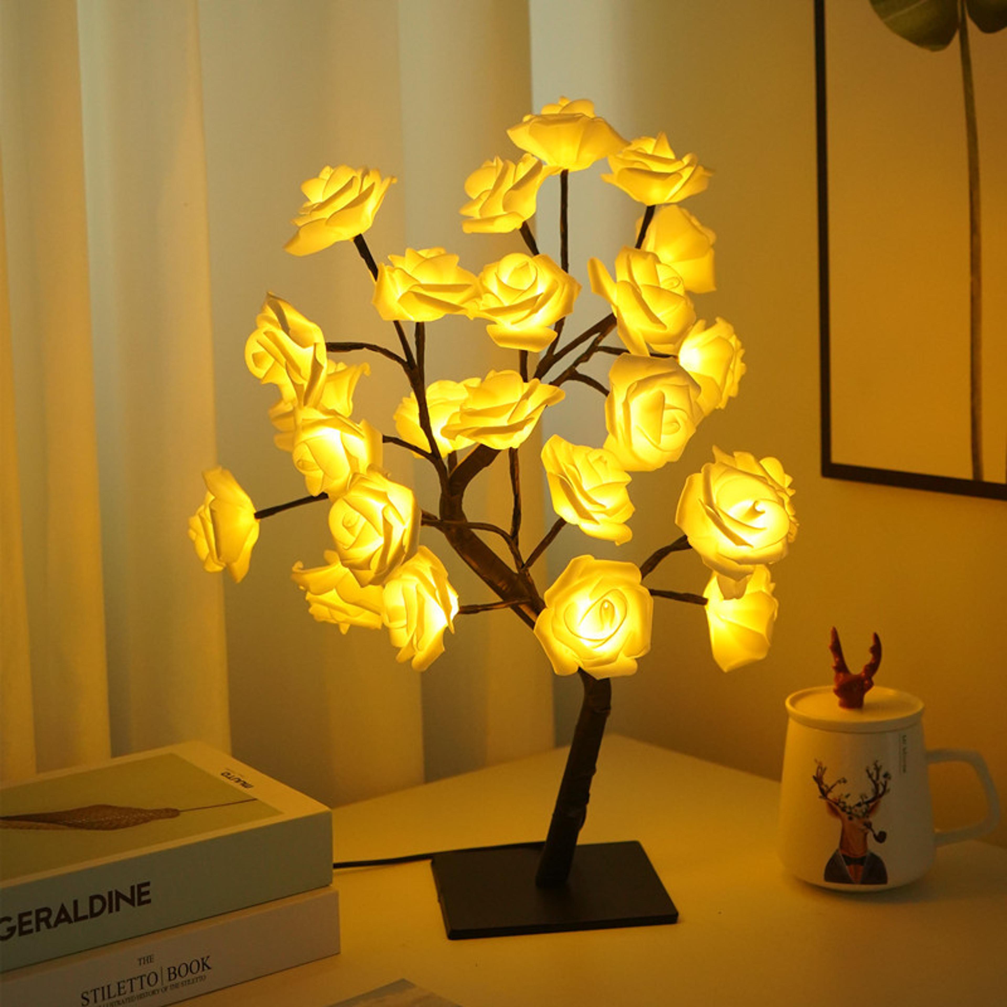 LED Rose Tree Lamp USB Night Light With Adjustable Floral Branches 3