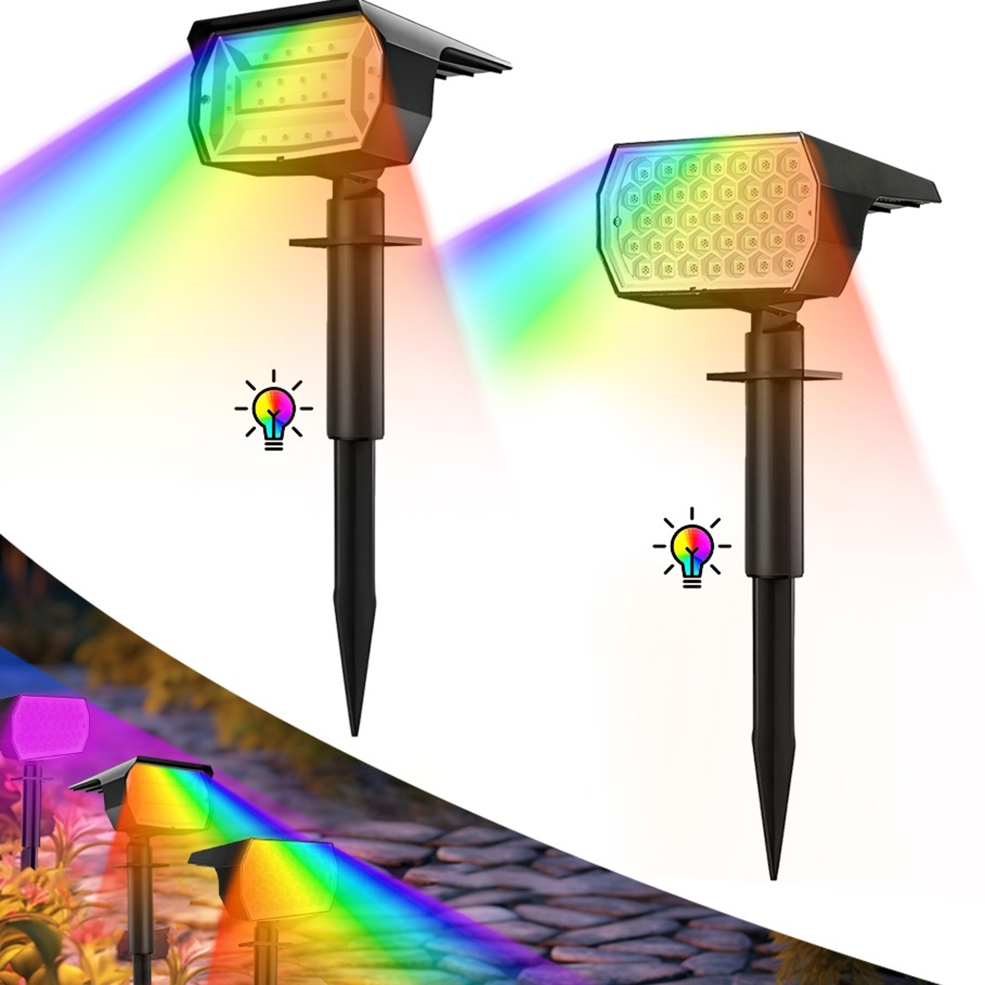 rgb solar landscape spotlight waterproof color changing garden light
