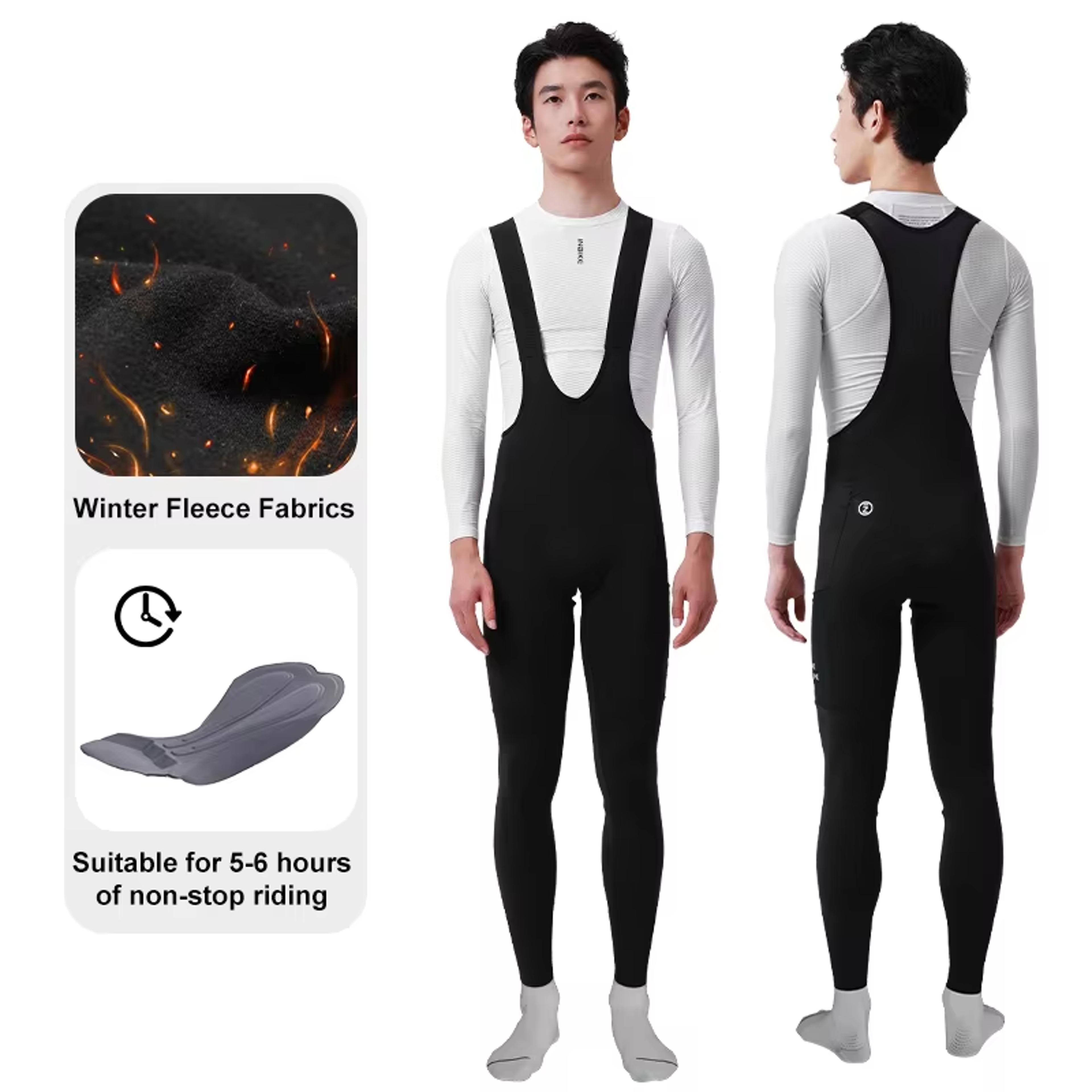 Mens Winter Cycling Bib Tights Thermal Fleece 3D Padded Bike Pants 5