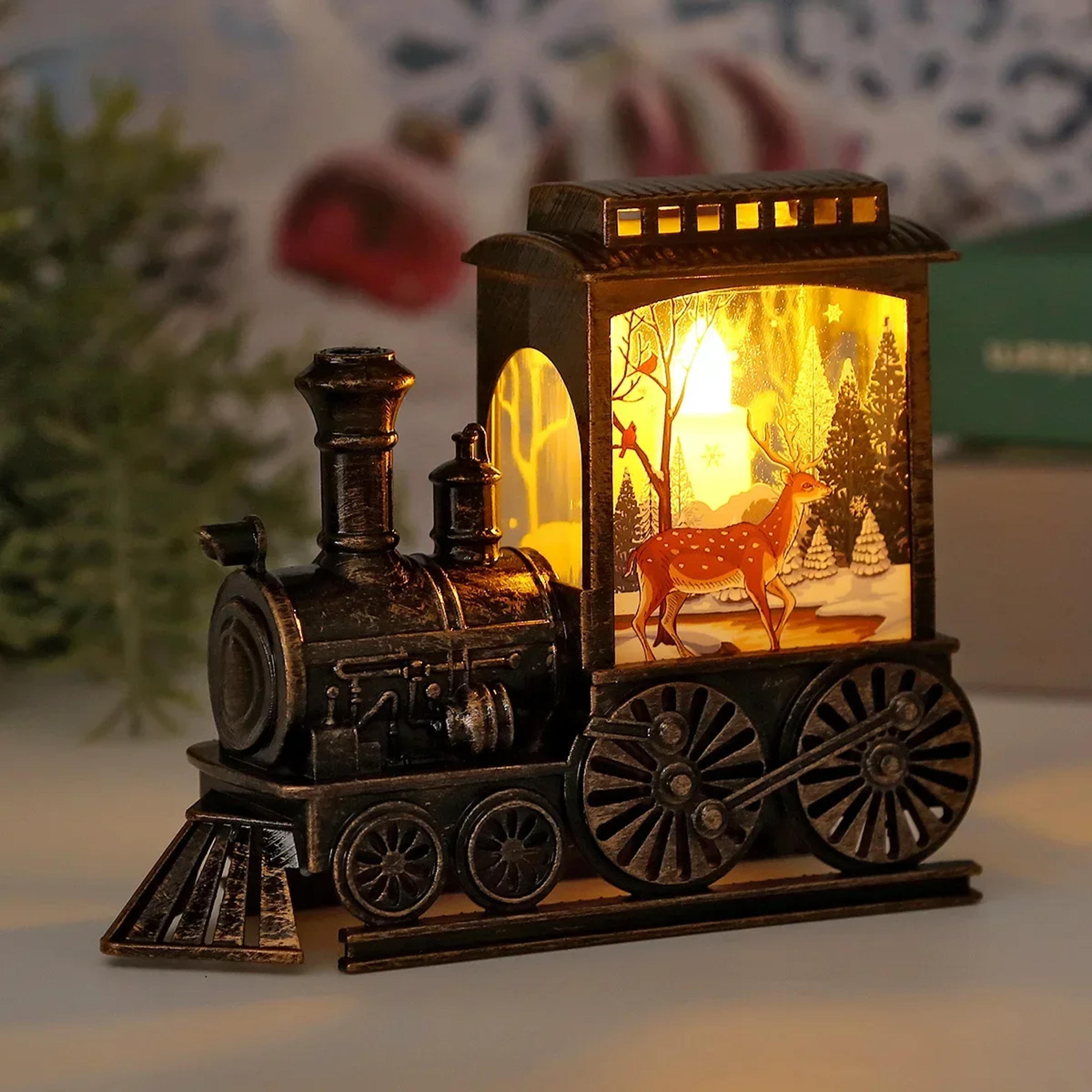 Vintage Train Night Light Battery Powered LED Christmas Lantern Decor 3