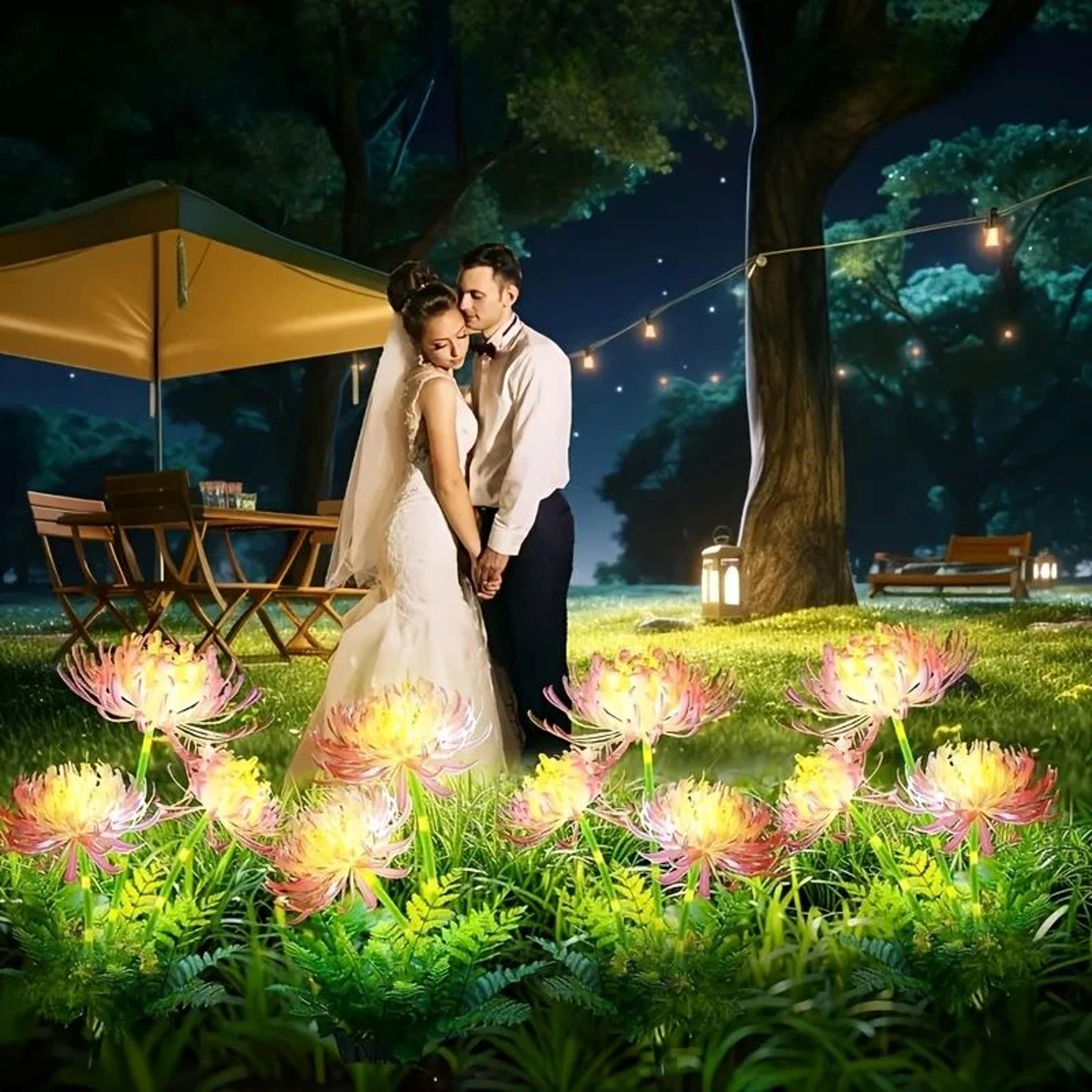 Solar Flower Lights Waterproof Garden Stake Lights For Outdoor Garden Decor 2