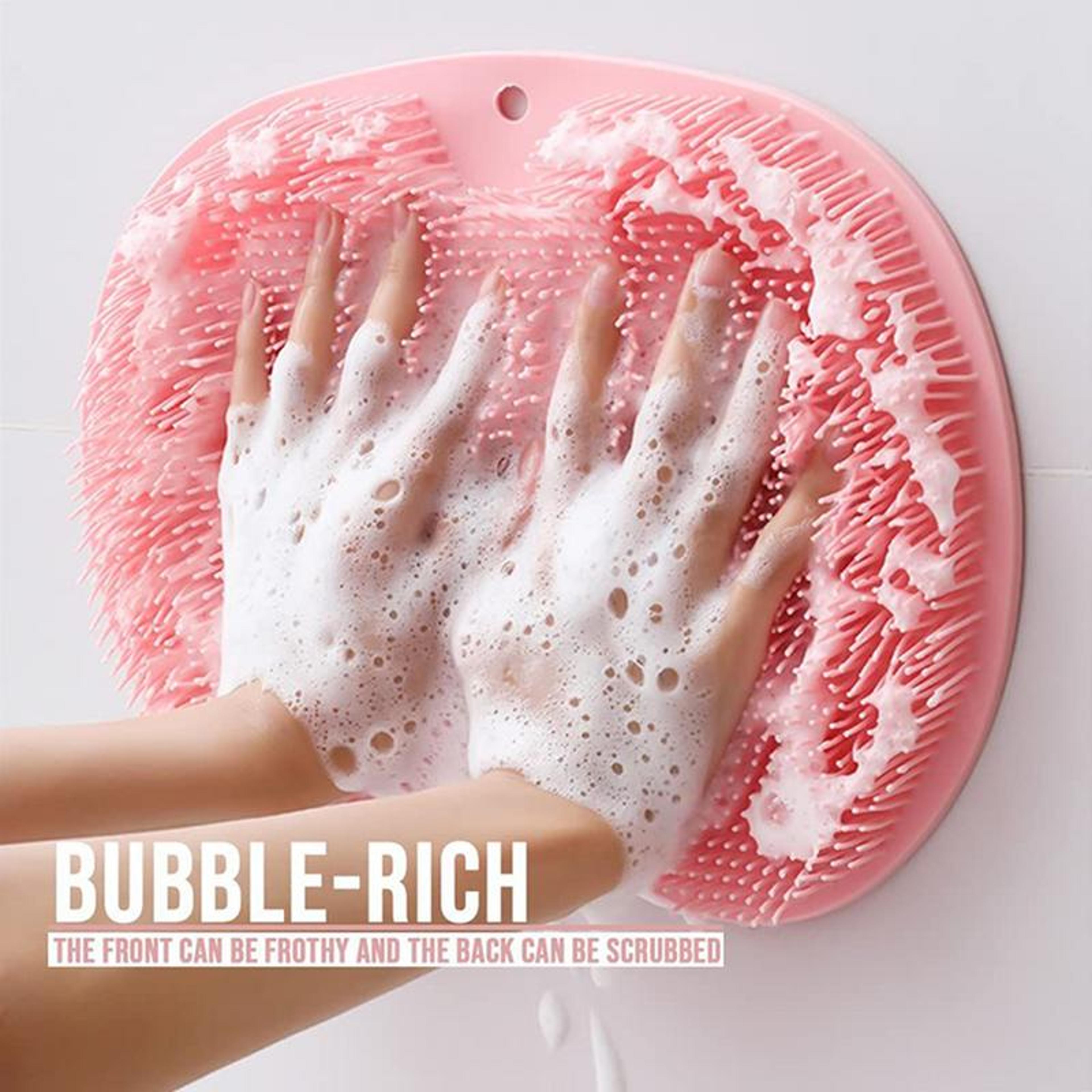Silicone Shower Foot Scrubber Mat With Suction Cups And Back Massage Pad 2