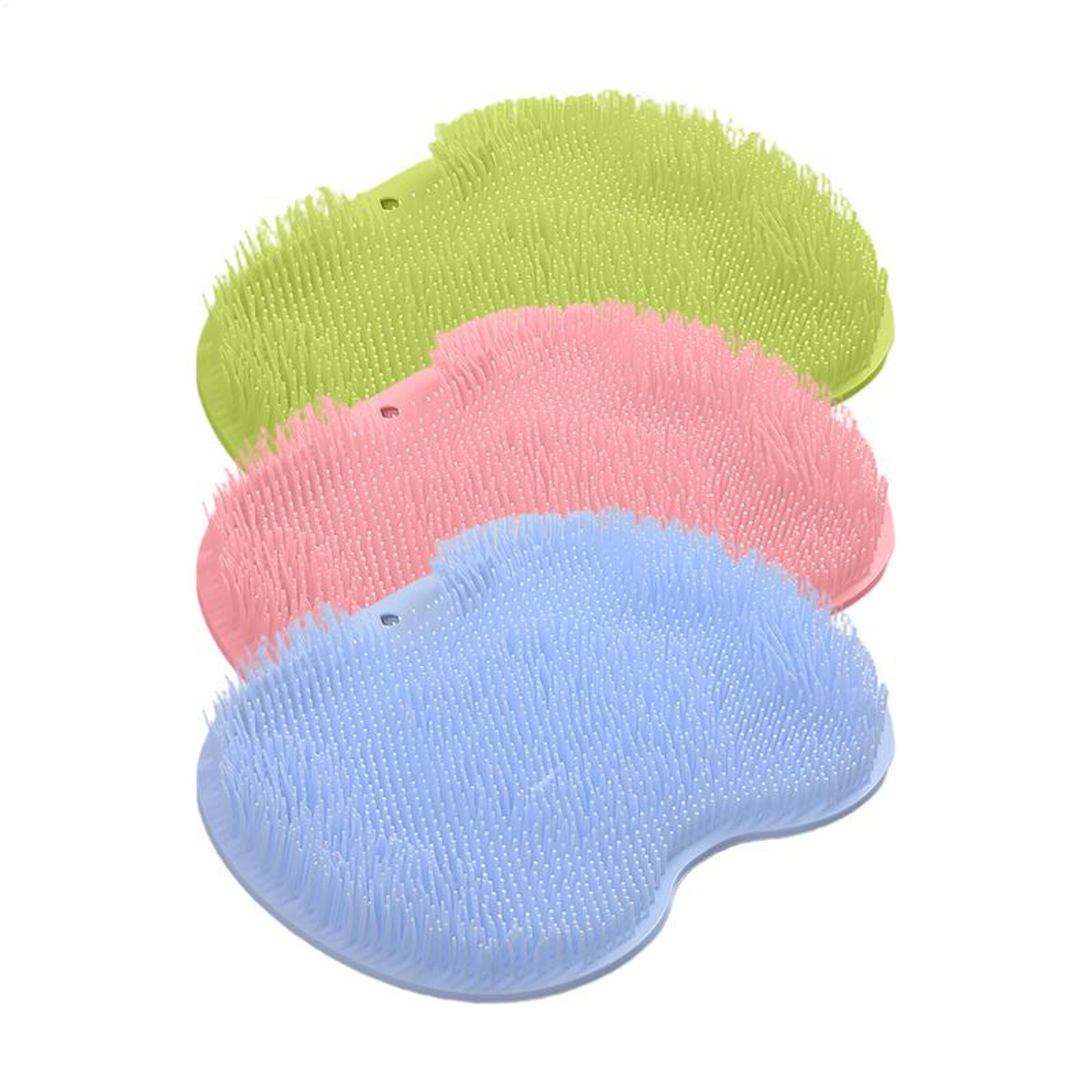 Silicone Shower Foot Scrubber Mat With Suction Cups And Back Massage Pad 3