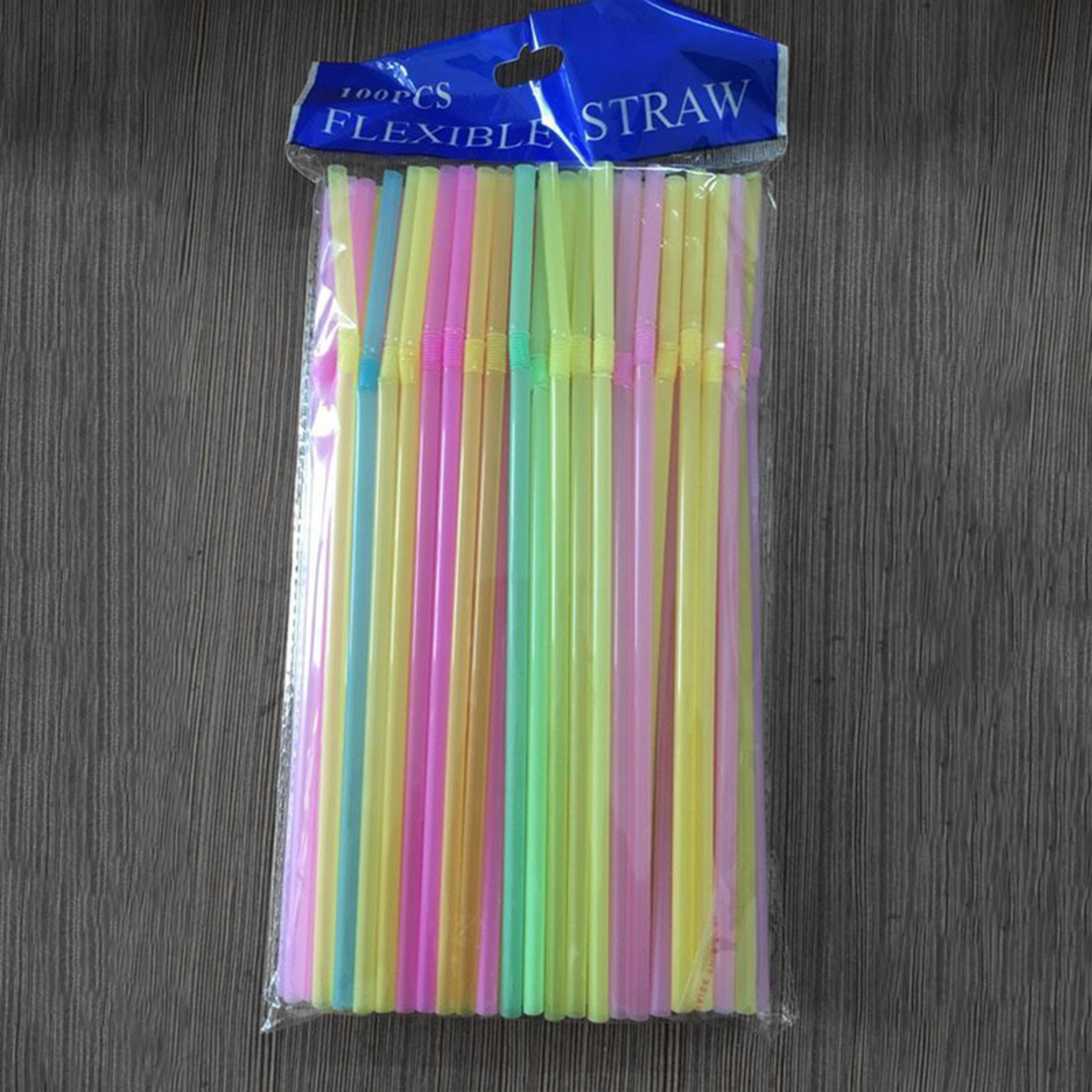 Multicolor Fluorescent Bendable Drinking Straws For Parties Weddings And Beverages 2