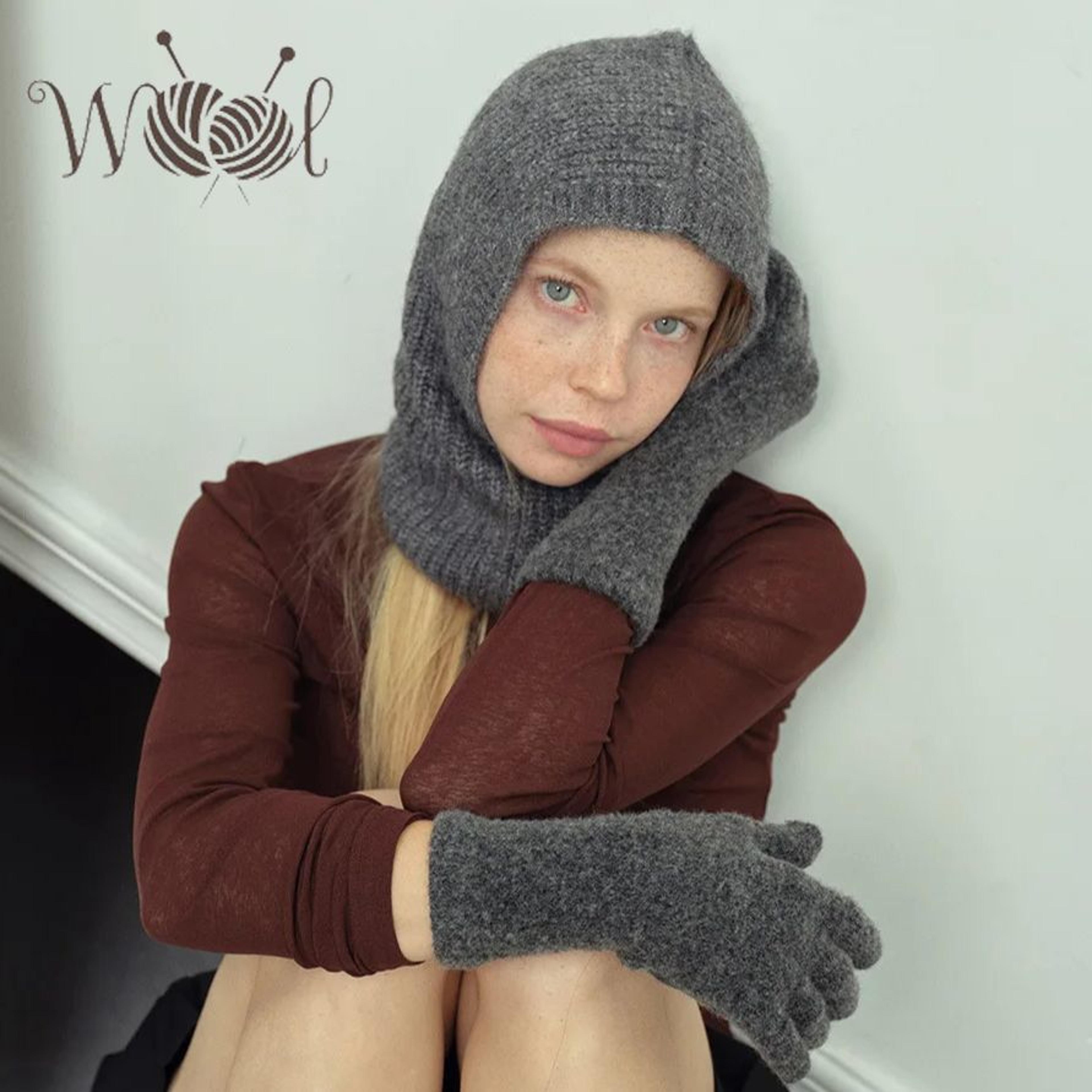 Womens Cashmere Balaclava Winter Hood Hat Warm Knitted Neck Warmer 2