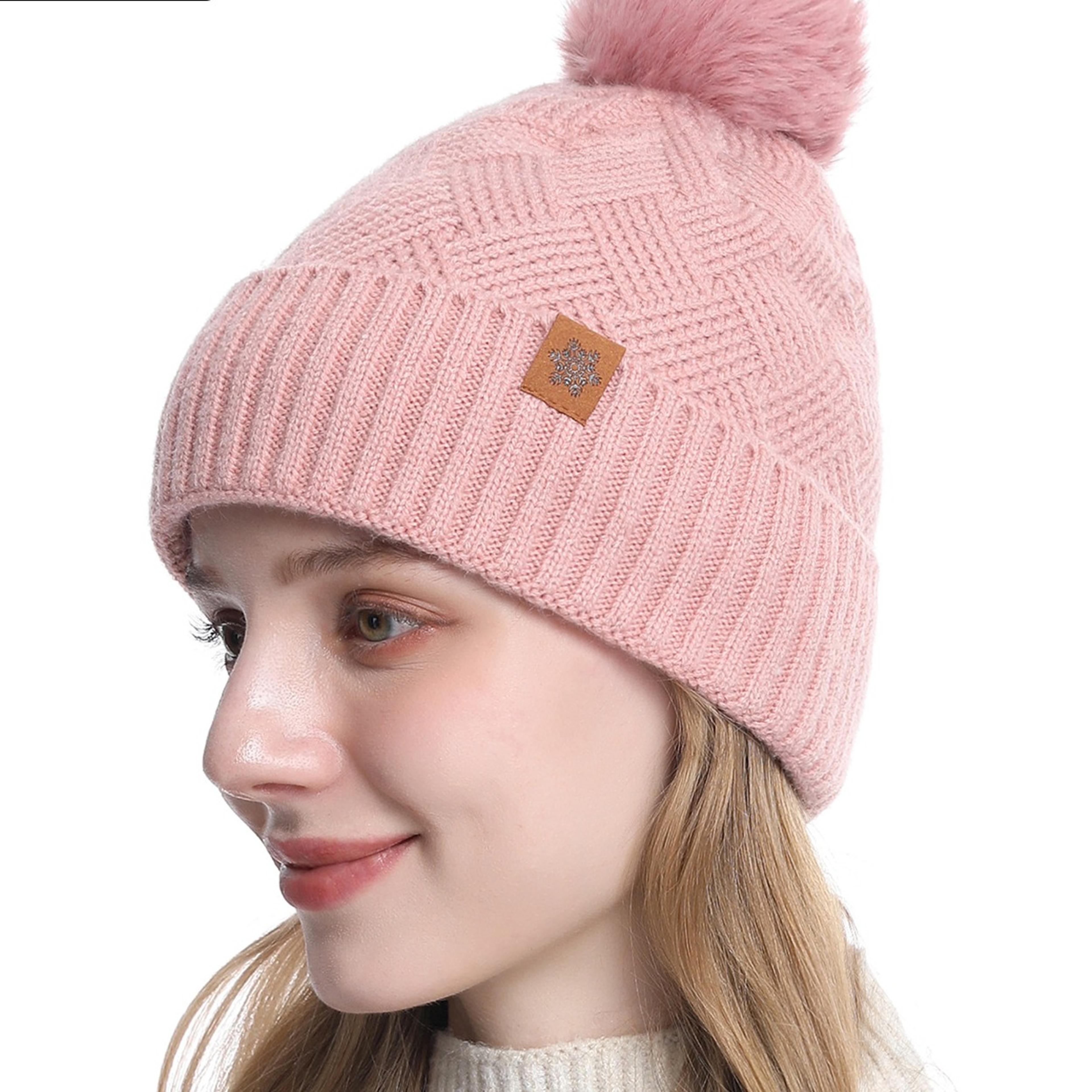 fleece lined winter beanie double layer knitted hat for men and women