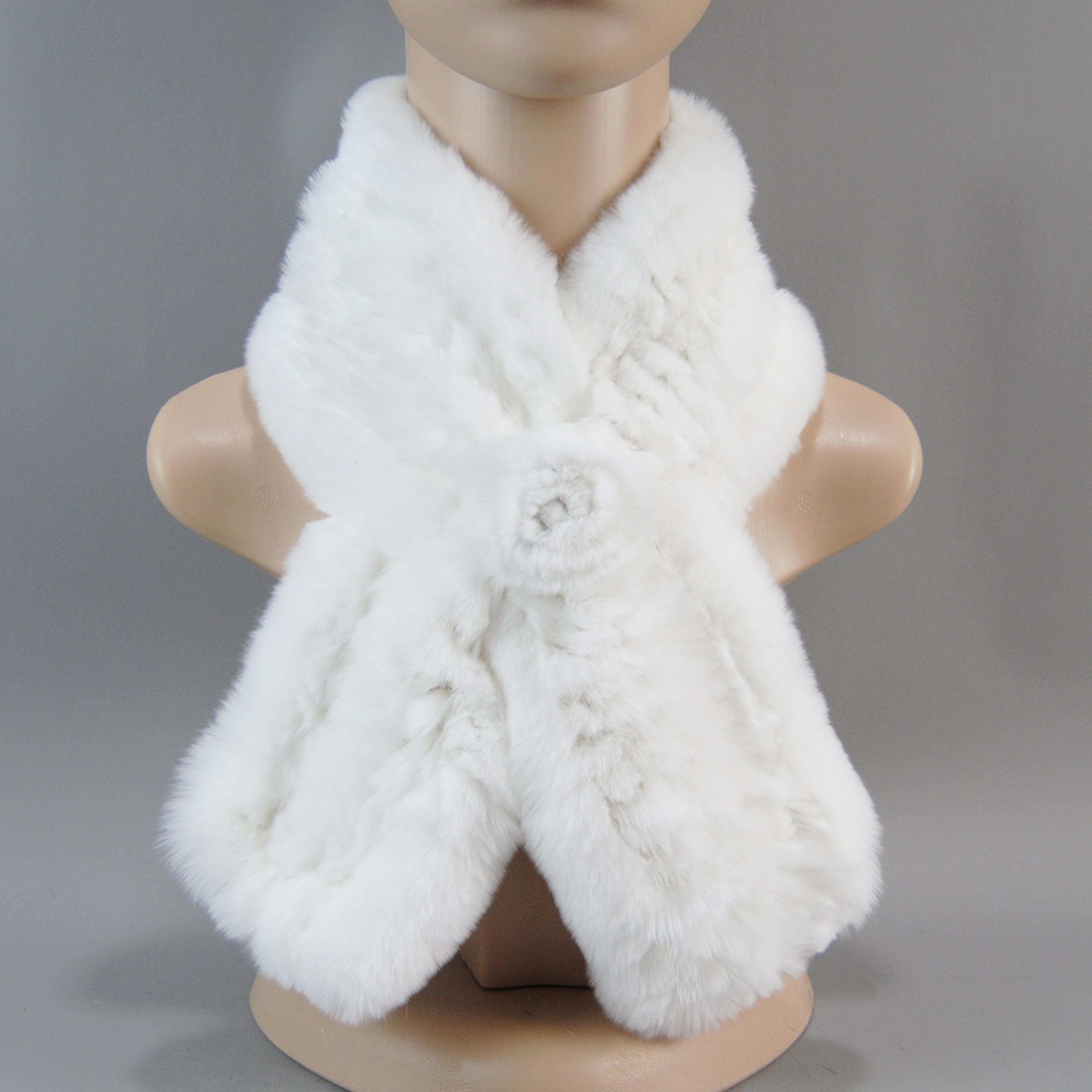 luxury rex rabbit fur hat scarf set for women warm winter knit accessories