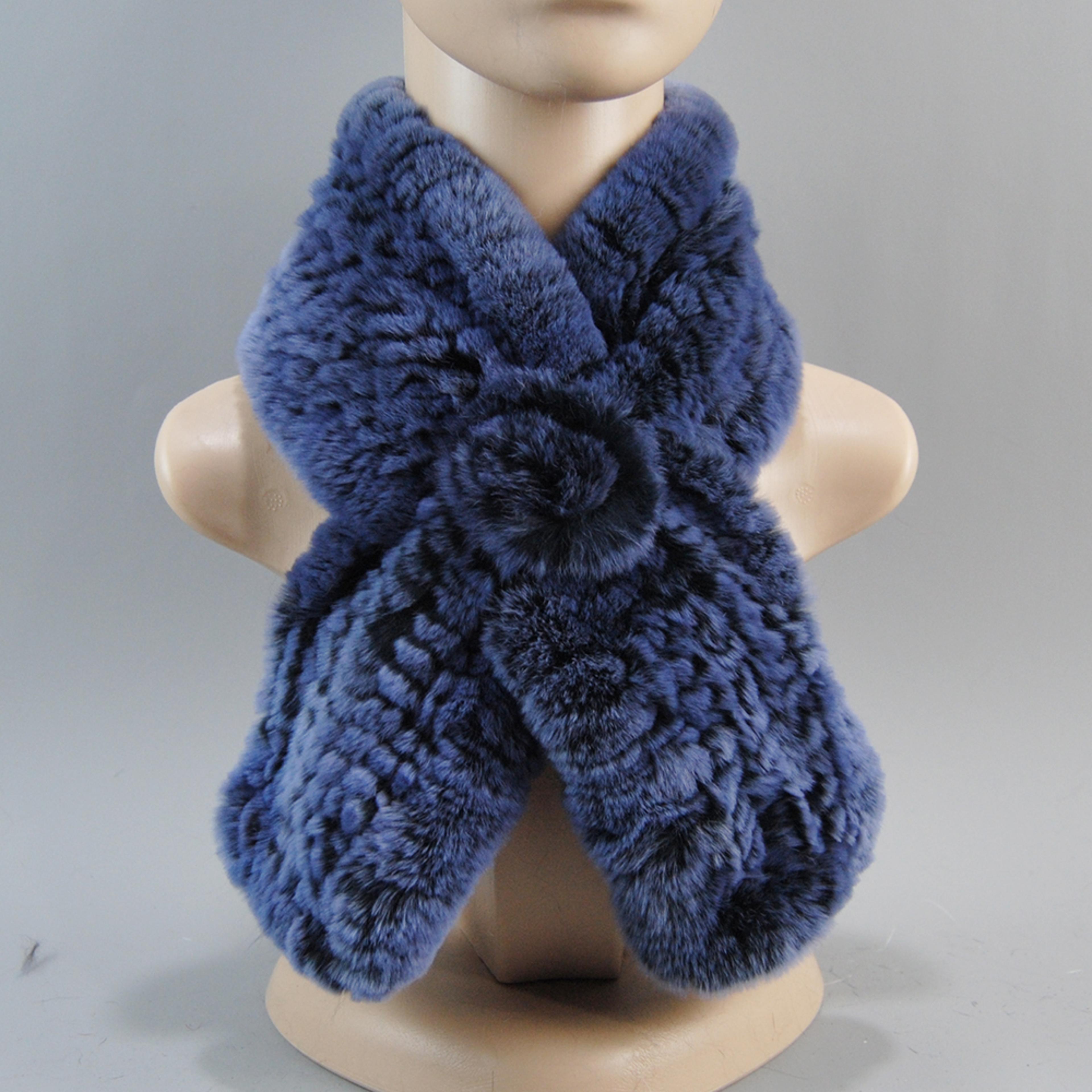 Luxury Rex Rabbit Fur Hat Scarf Set For Women Warm Winter Knit Accessories 2