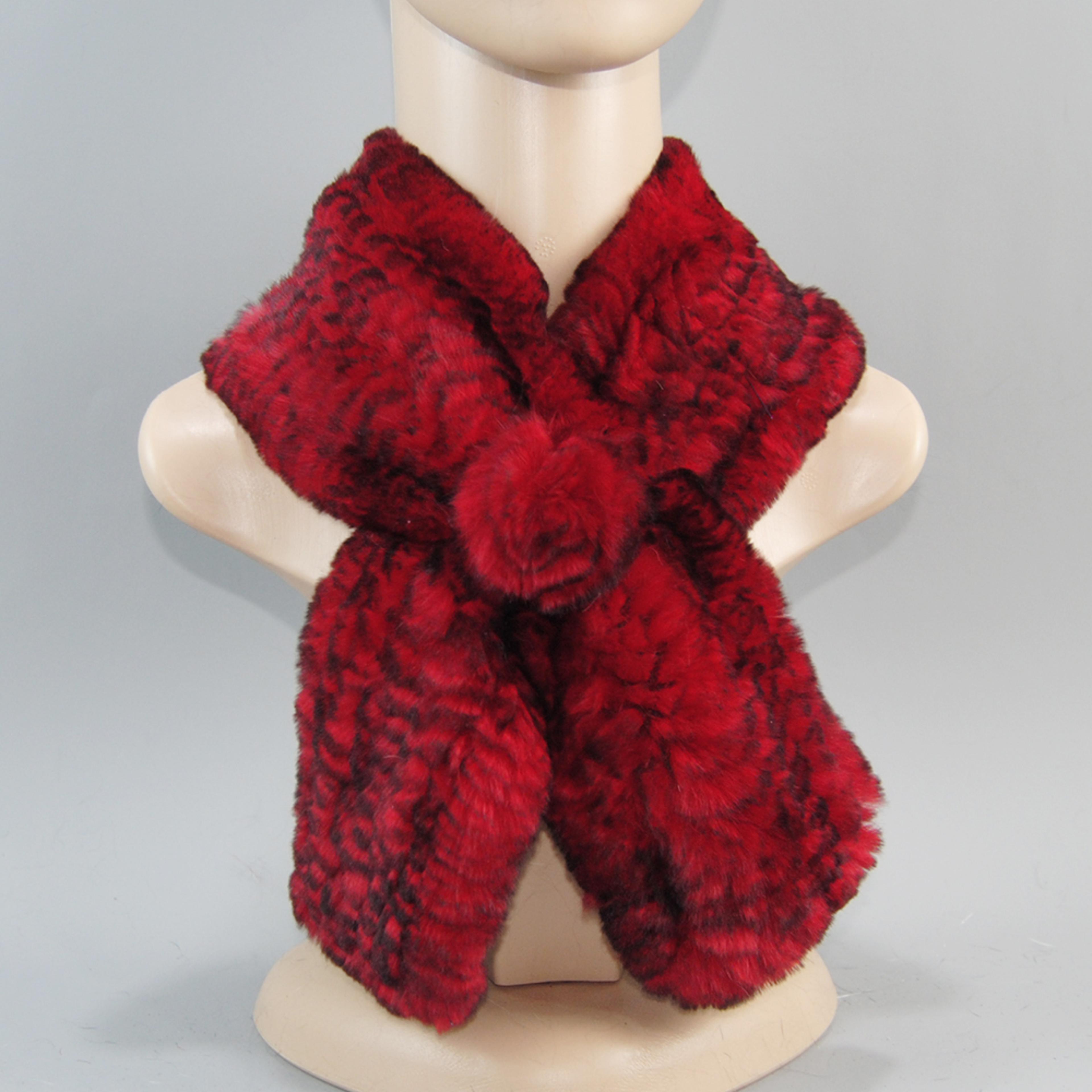 Luxury Rex Rabbit Fur Hat Scarf Set For Women Warm Winter Knit Accessories 7