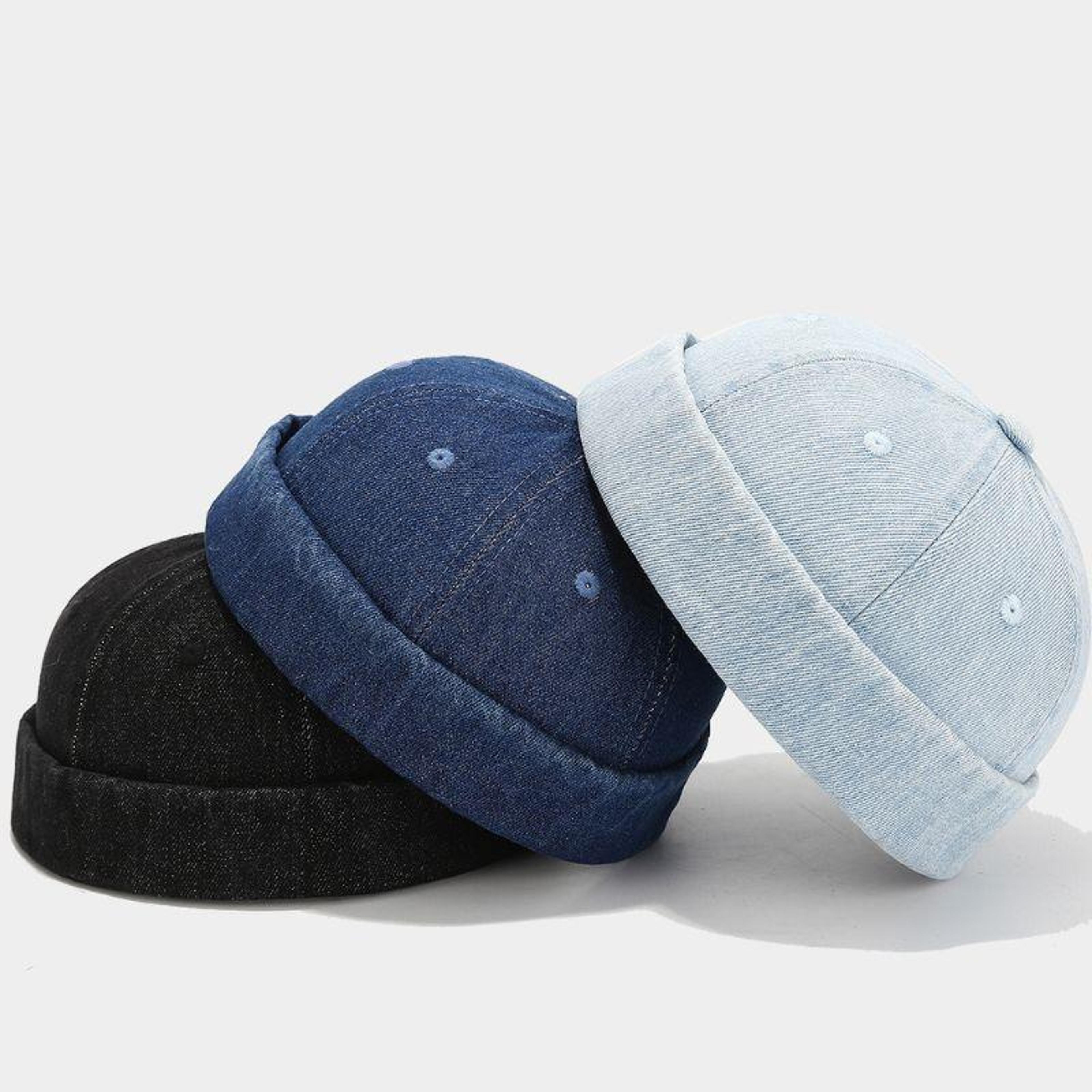 Adjustable Denim Docker Cap Brimless Sailor Hat For Men And Women 2