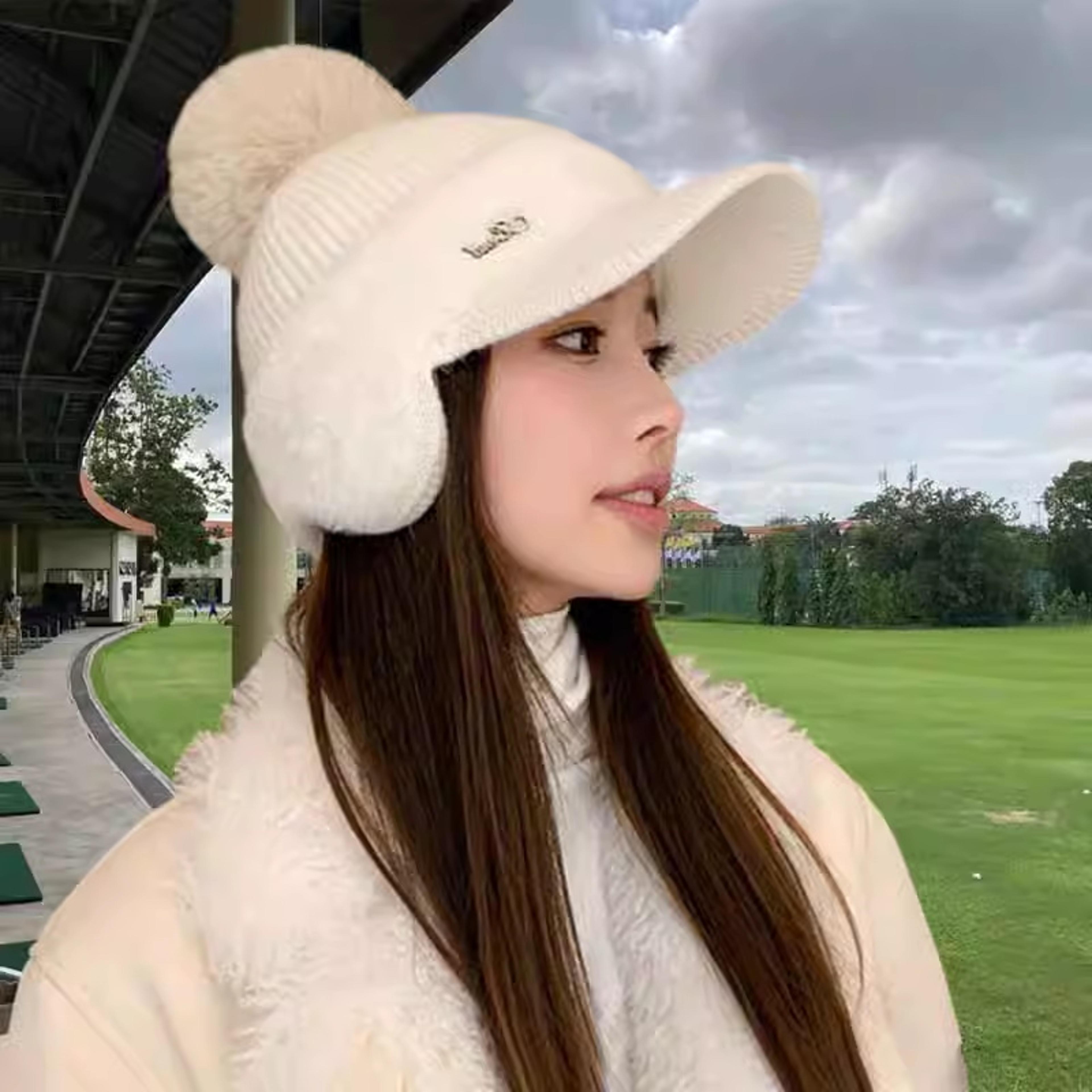 Womens Winter Hat Warm Ponytail Beanie Ear Flap Knit Visor Cap 7