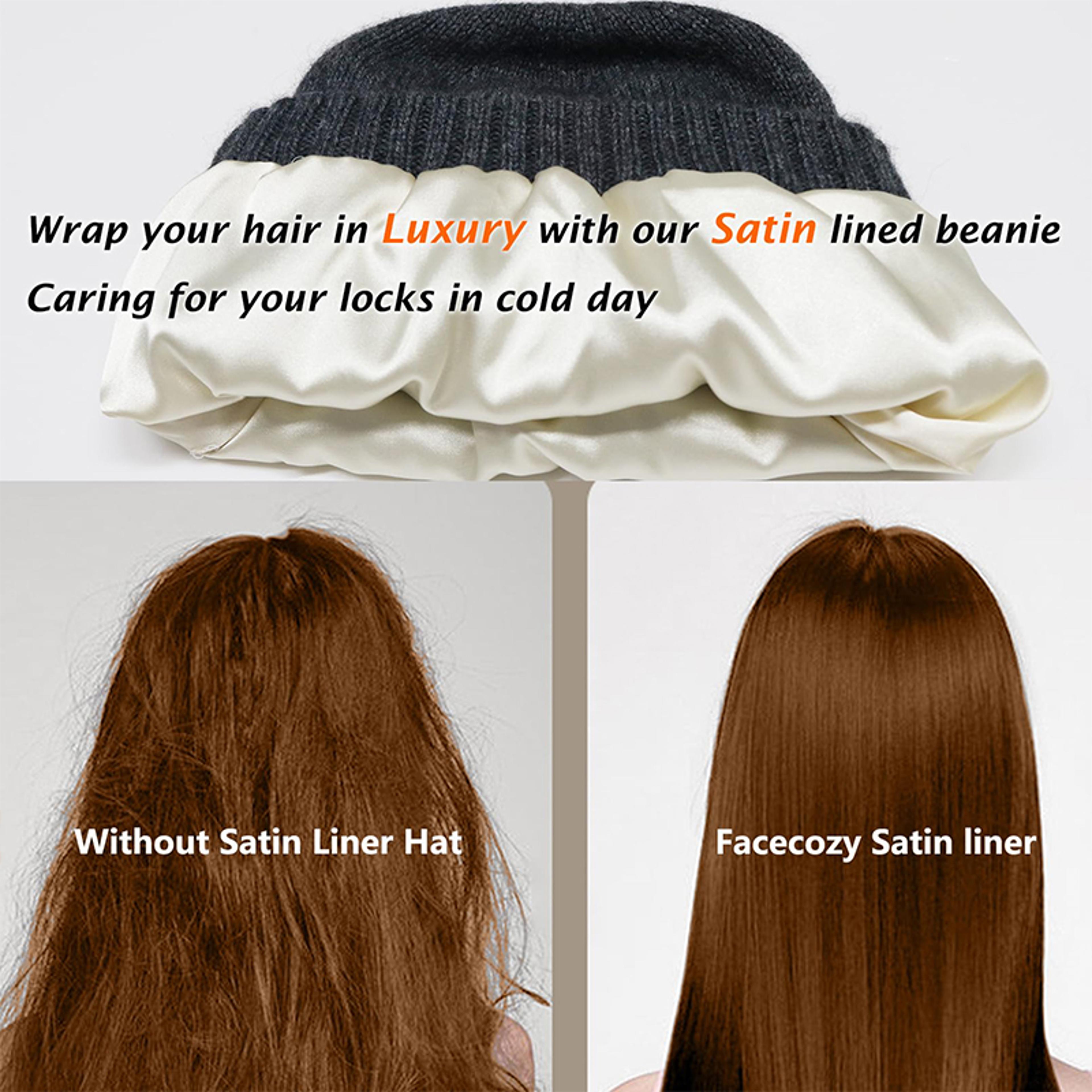 Pure Wool Satin Lined Beanie Warm Slouchy Winter Hat For Women And Men 4