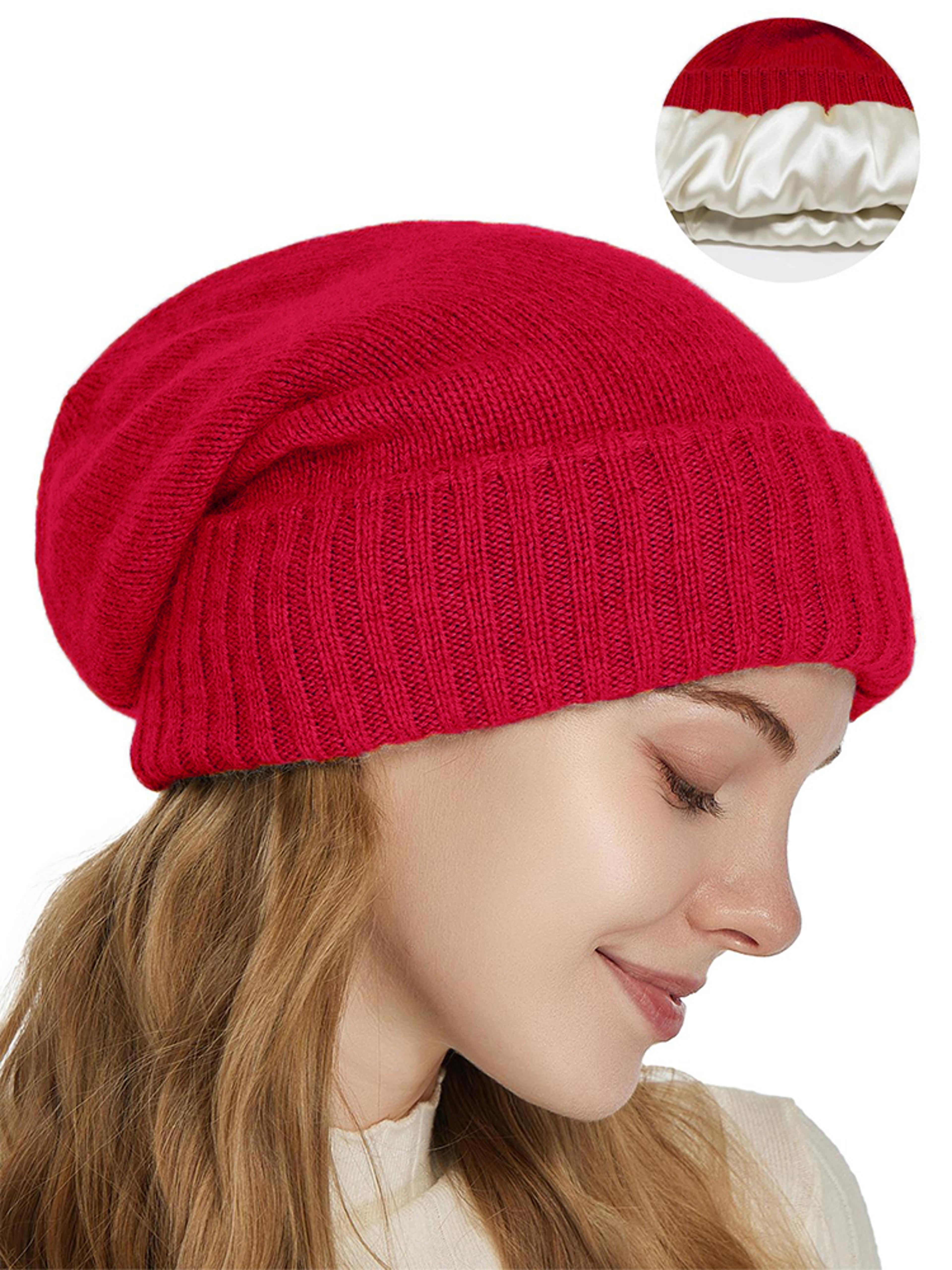 Pure Wool Satin Lined Beanie Warm Slouchy Winter Hat For Women And Men 7