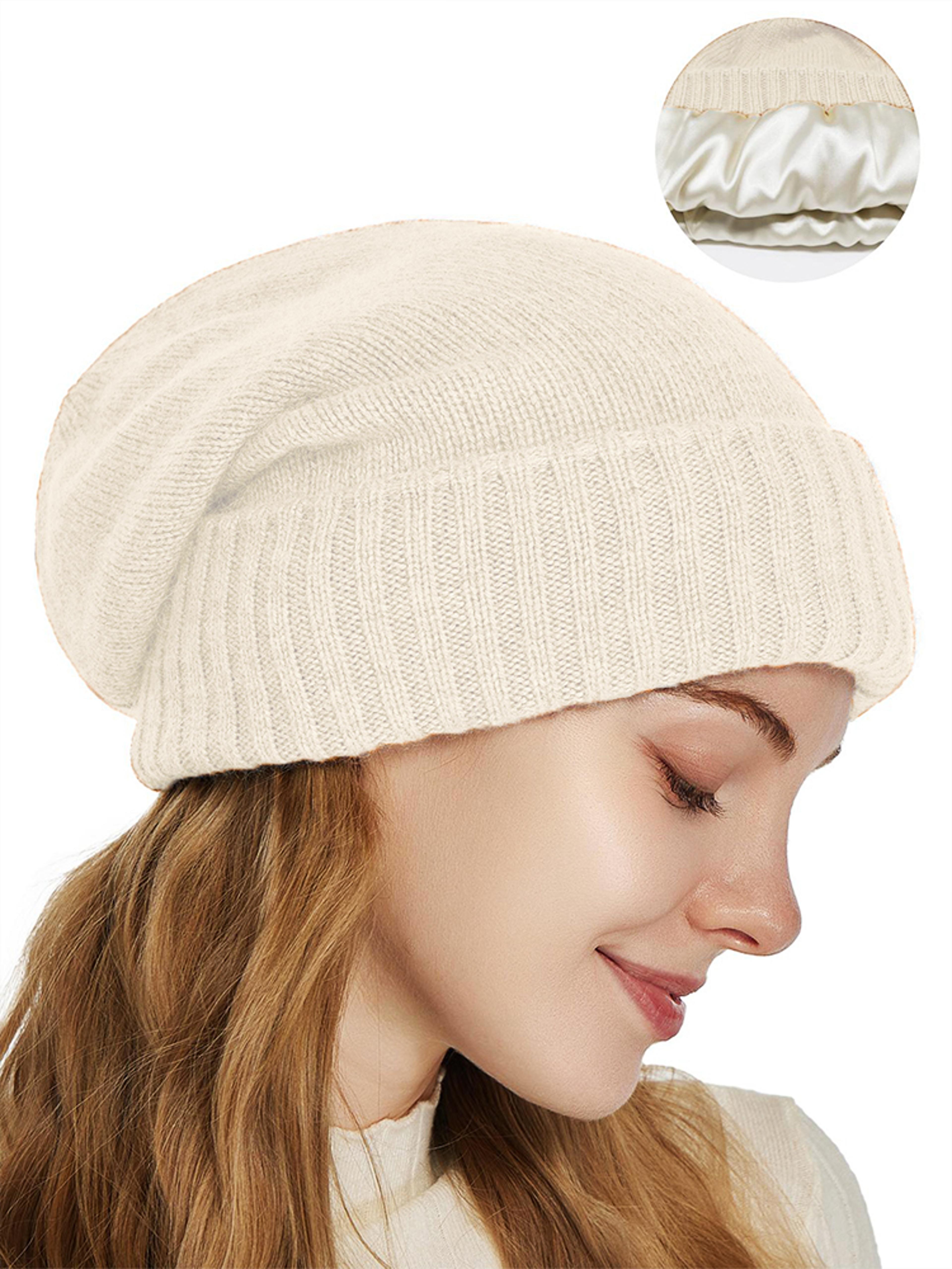 Pure Wool Satin Lined Beanie Warm Slouchy Winter Hat For Women And Men 13