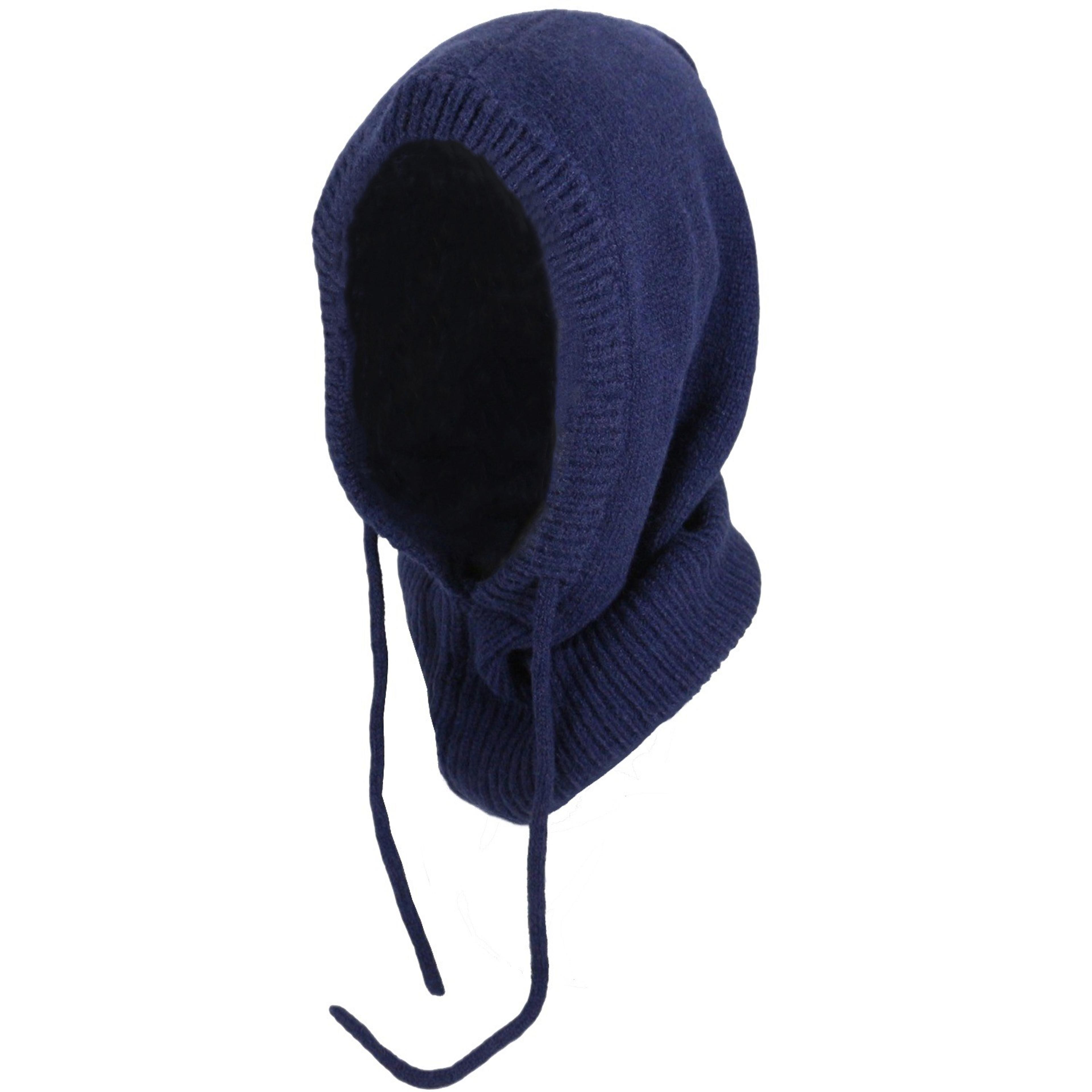 Women Knitted Balaclava Hood Winter Neck Warmer Drawstring Beanie 10