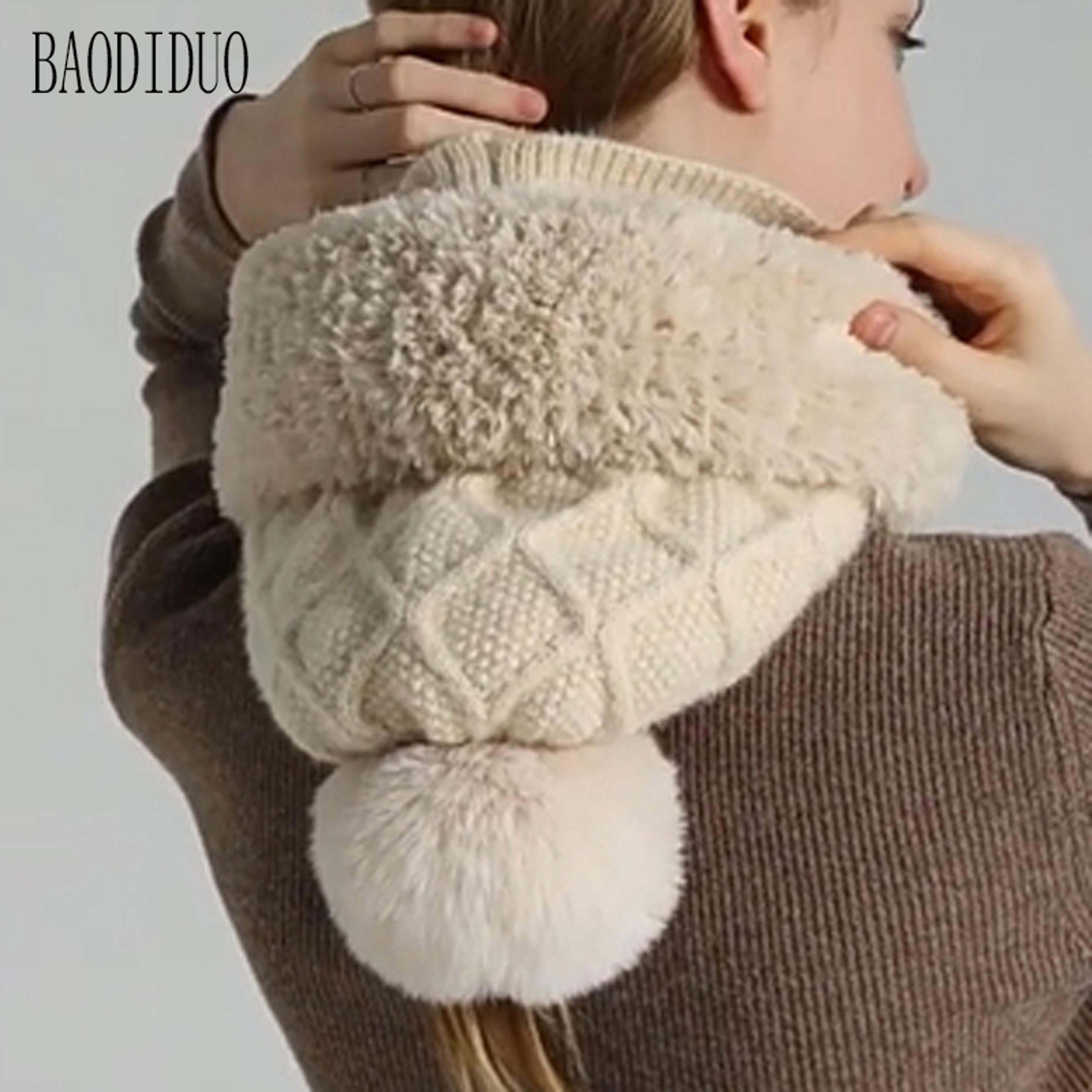 Women Winter Knit Balaclava Hood Scarf Warm Ear Protection Face Cover 2