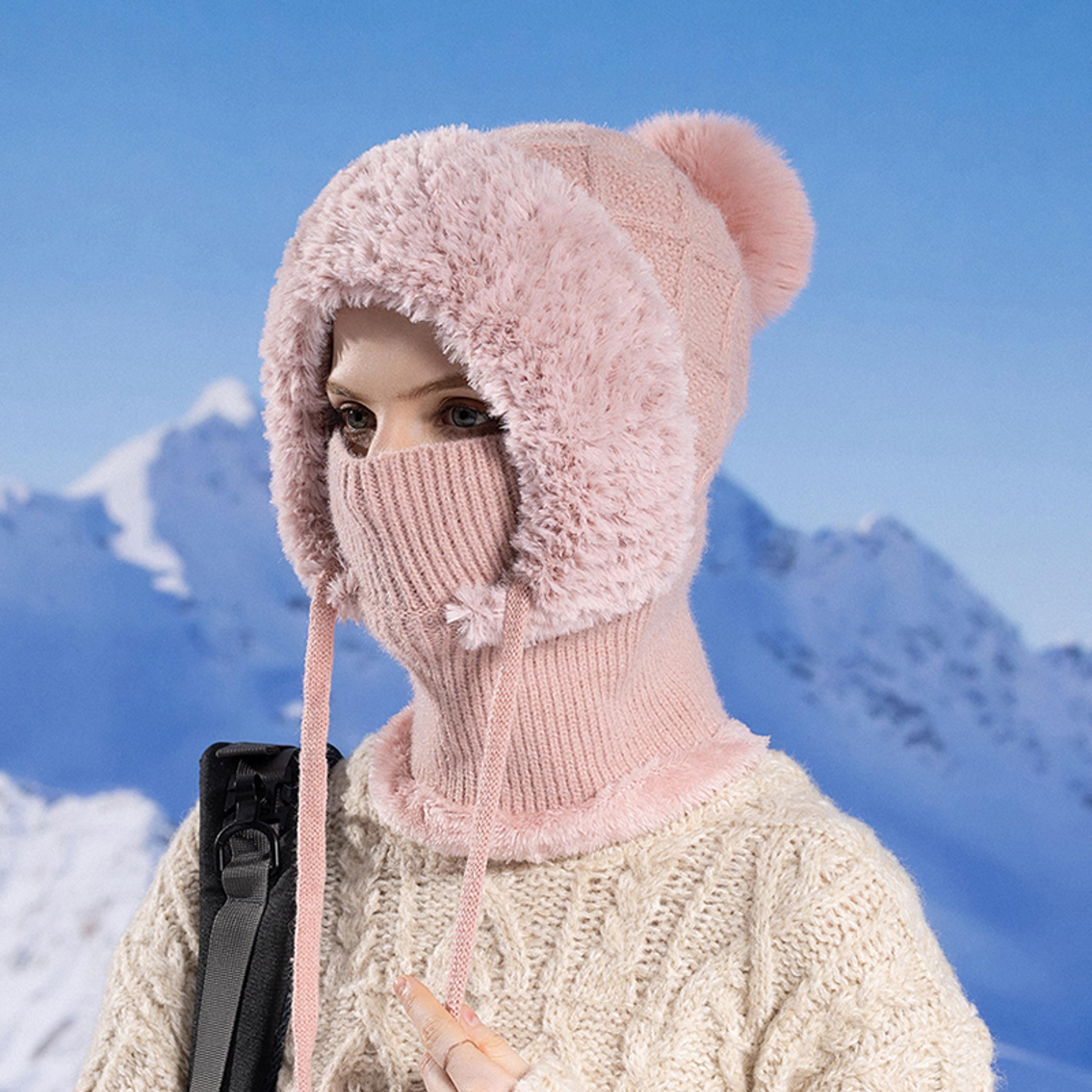 Women Winter Knit Balaclava Hood Scarf Warm Ear Protection Face Cover 8