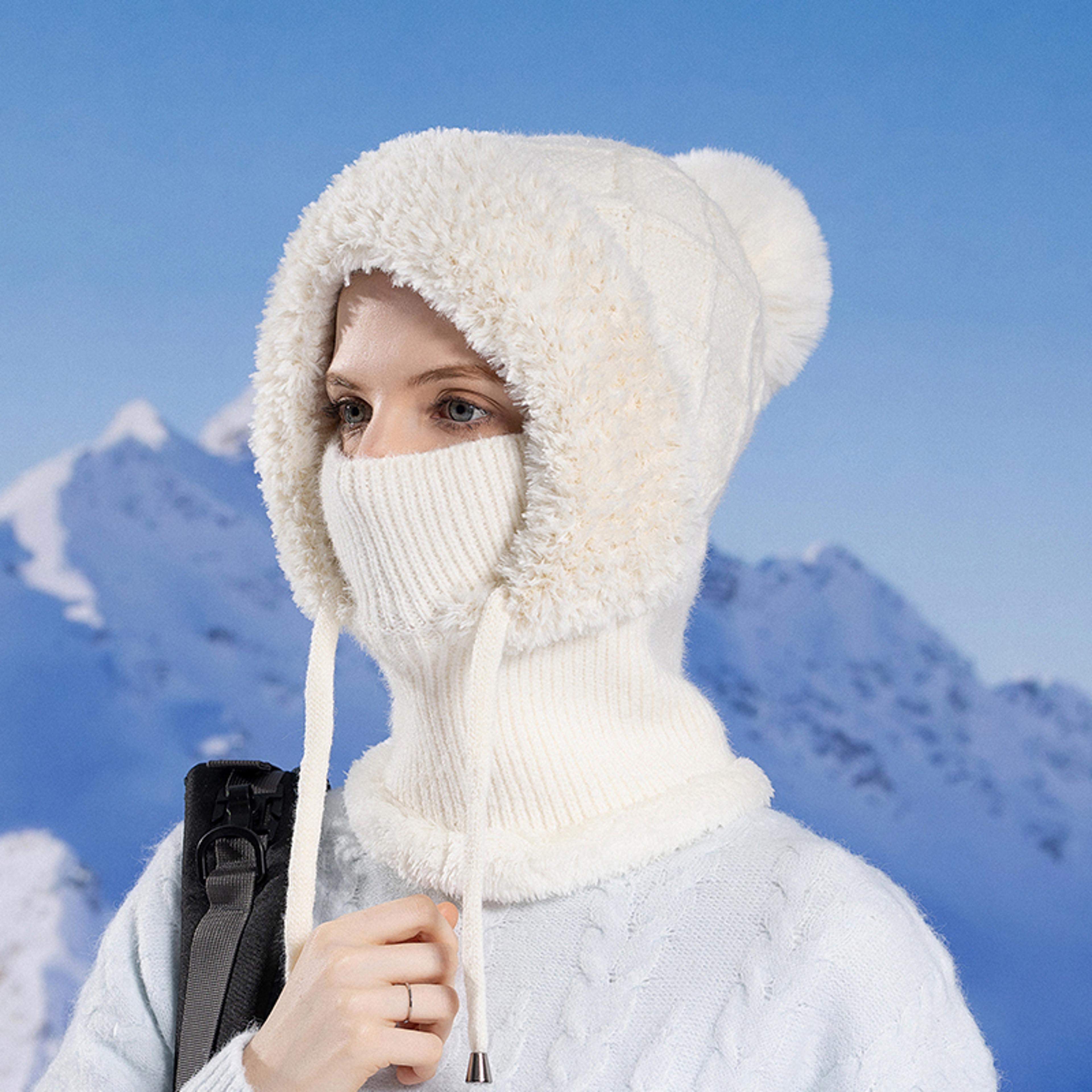 Women Winter Knit Balaclava Hood Scarf Warm Ear Protection Face Cover 7