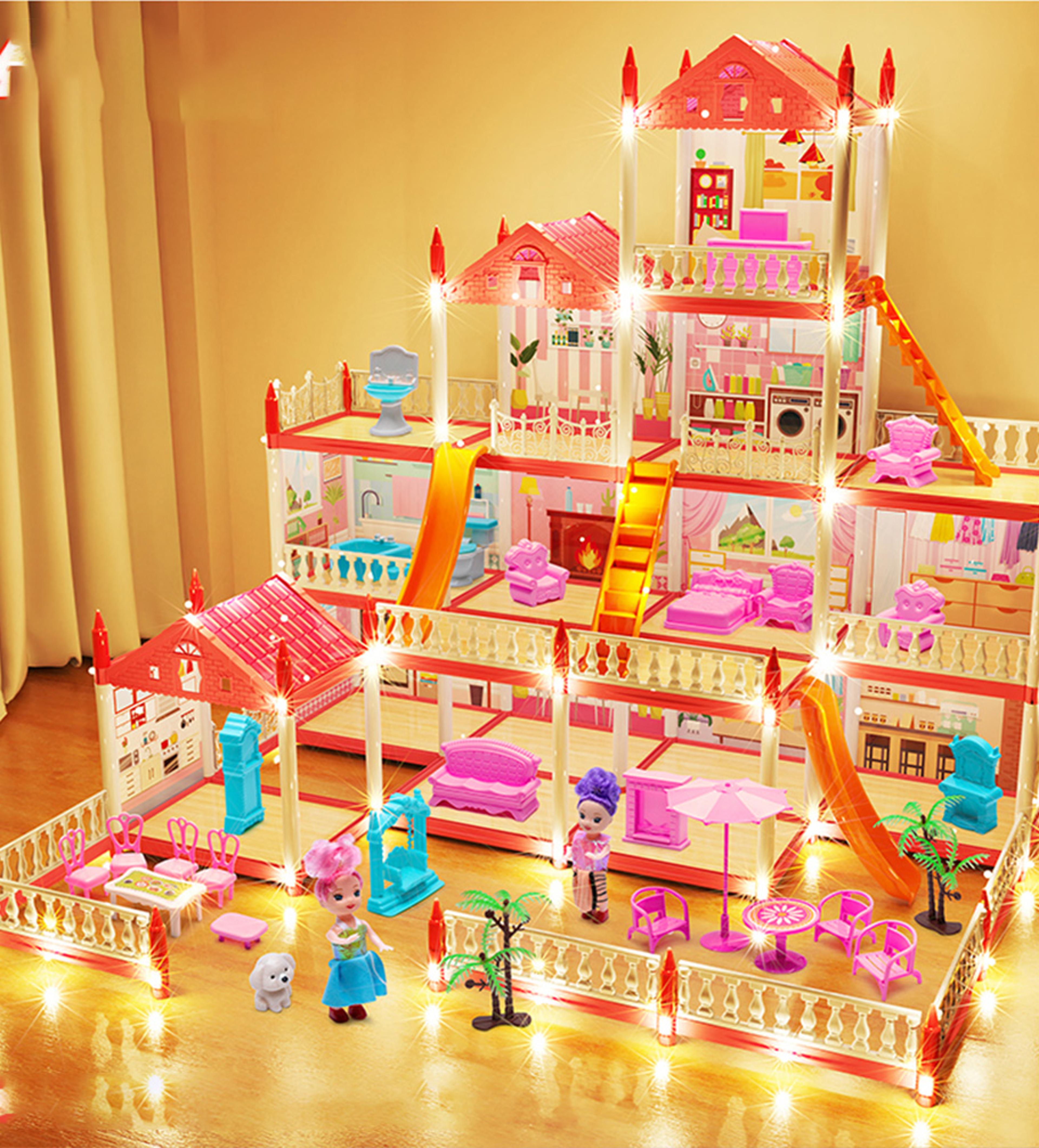 DIY Princess Castle Dollhouse Musical Kids Dream Villa Playset 2