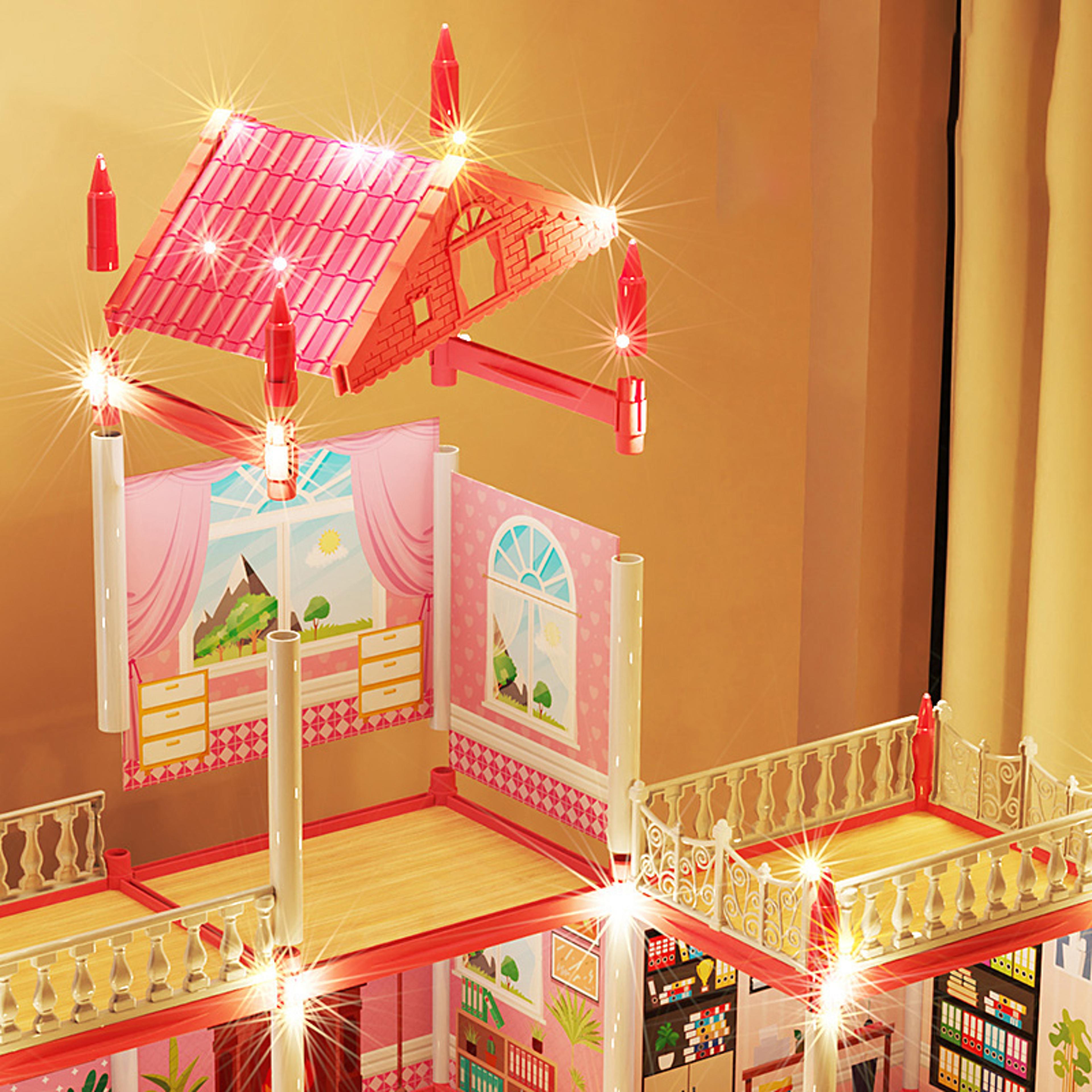 DIY Princess Castle Dollhouse Musical Kids Dream Villa Playset 4