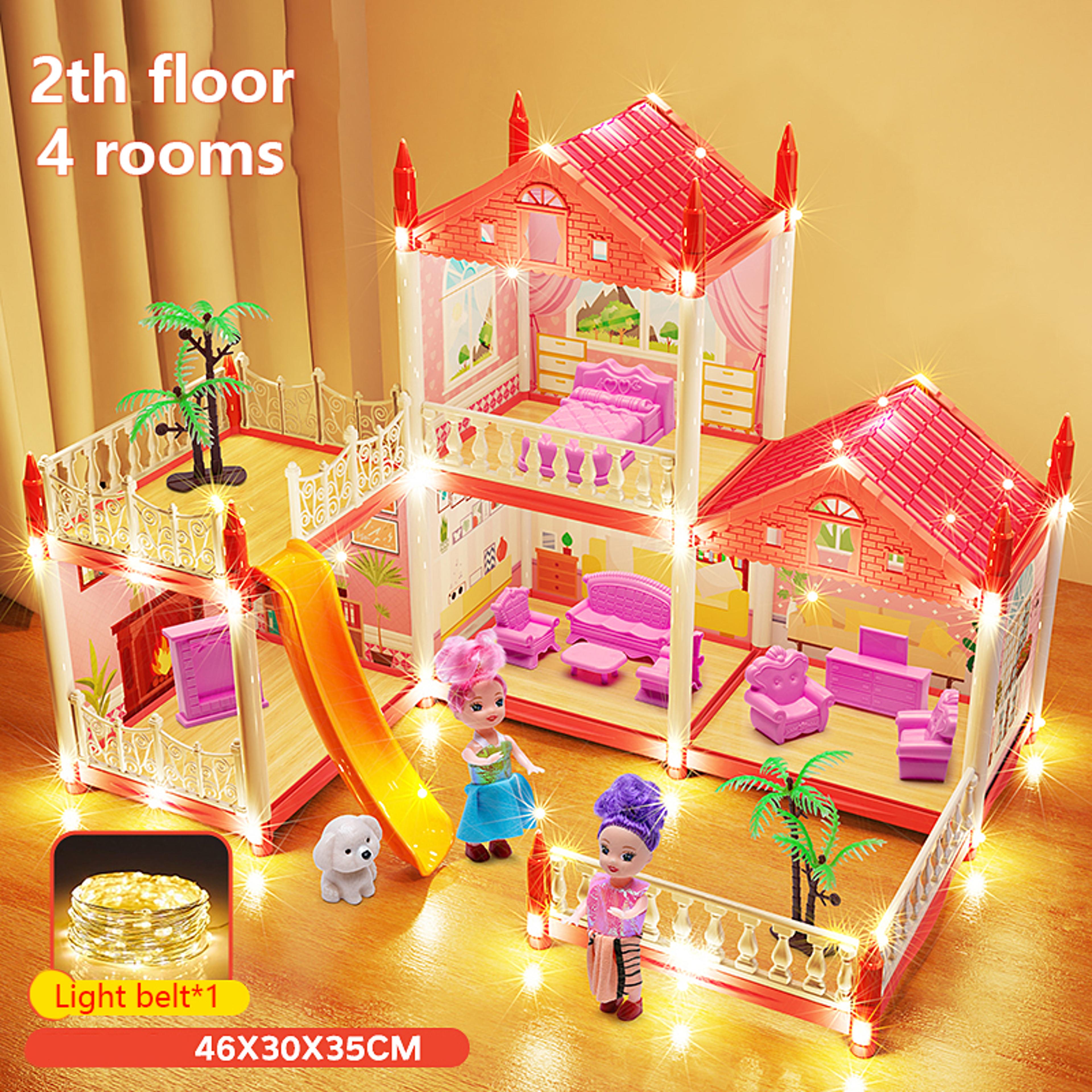 DIY Princess Castle Dollhouse Musical Kids Dream Villa Playset 6