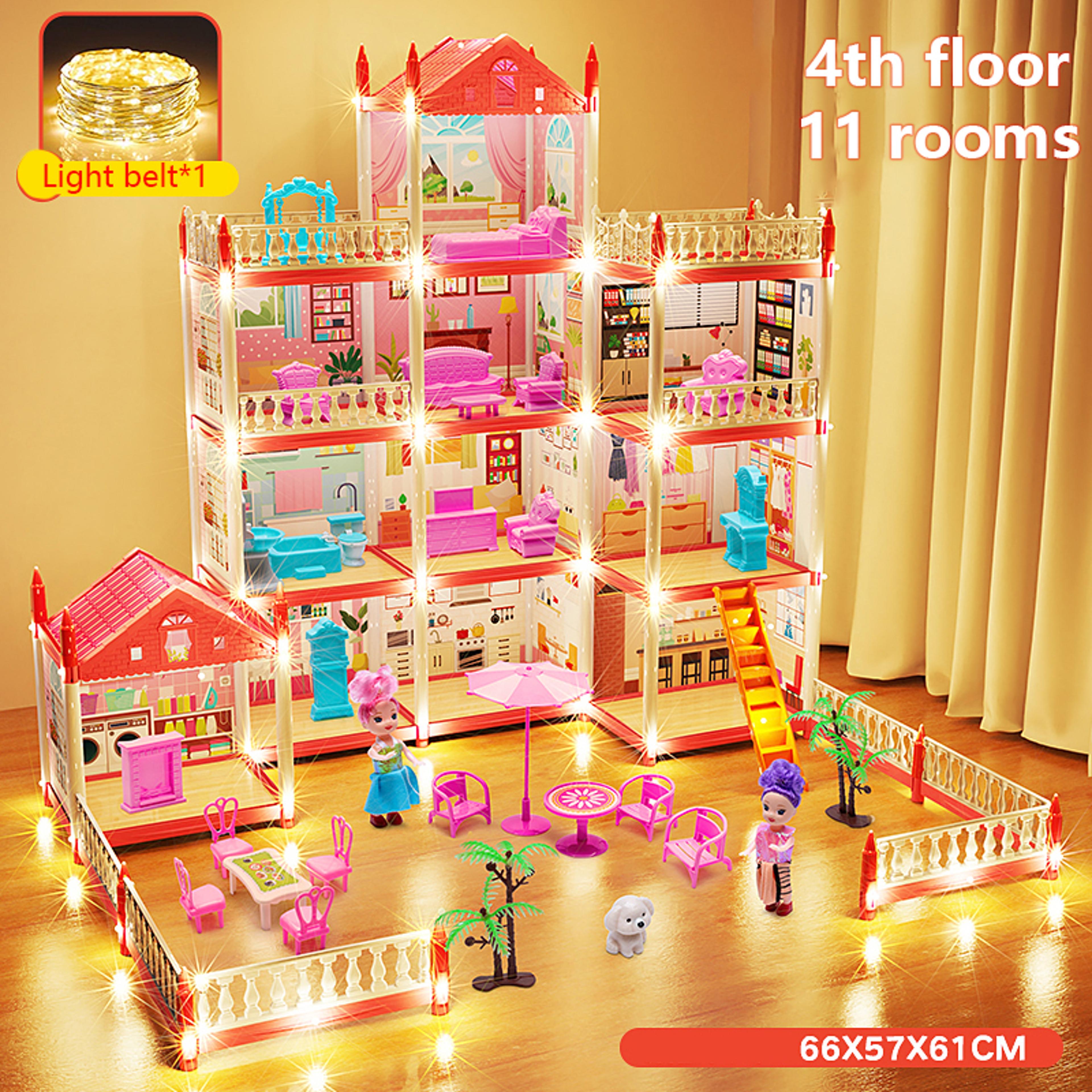 DIY Princess Castle Dollhouse Musical Kids Dream Villa Playset 10