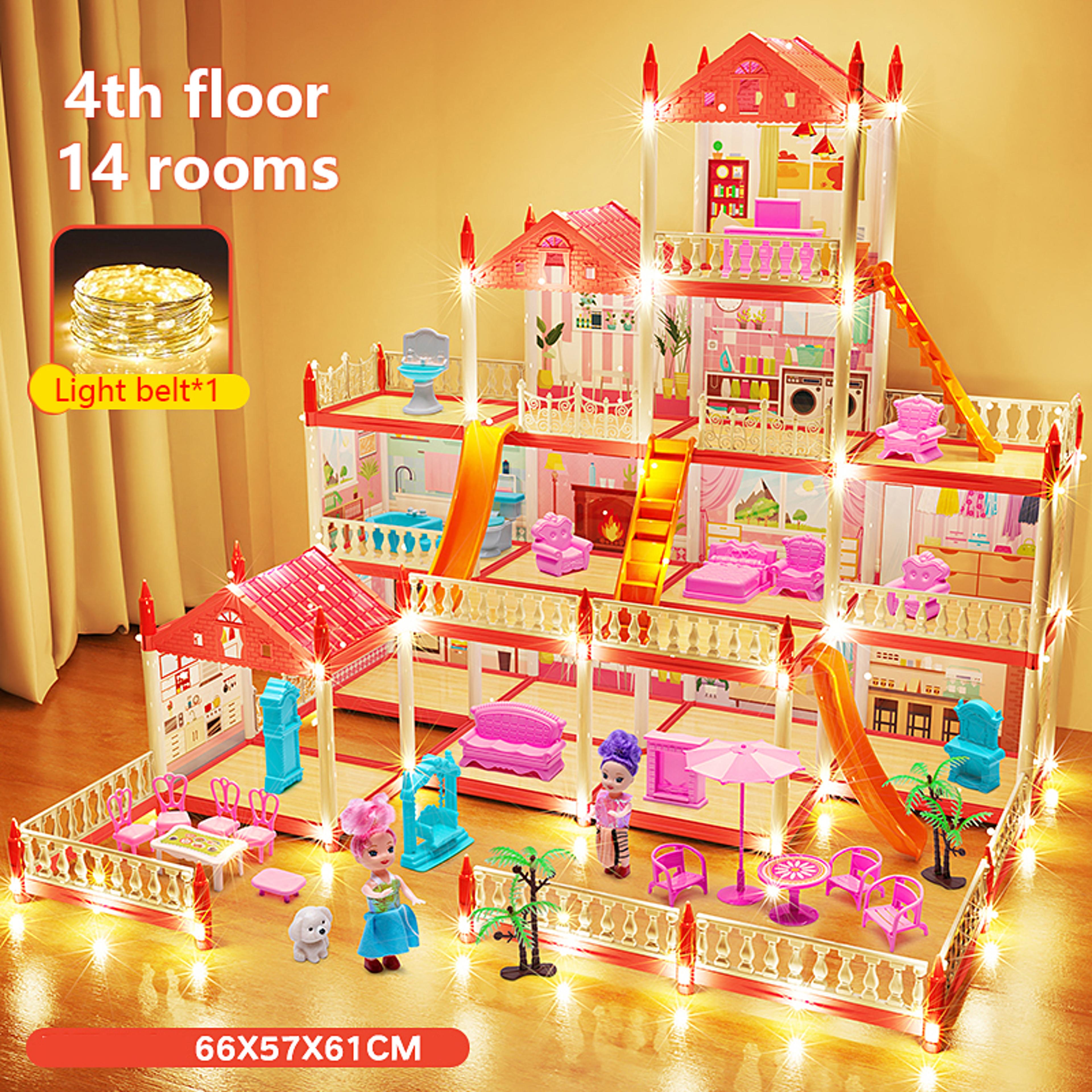 DIY Princess Castle Dollhouse Musical Kids Dream Villa Playset 11