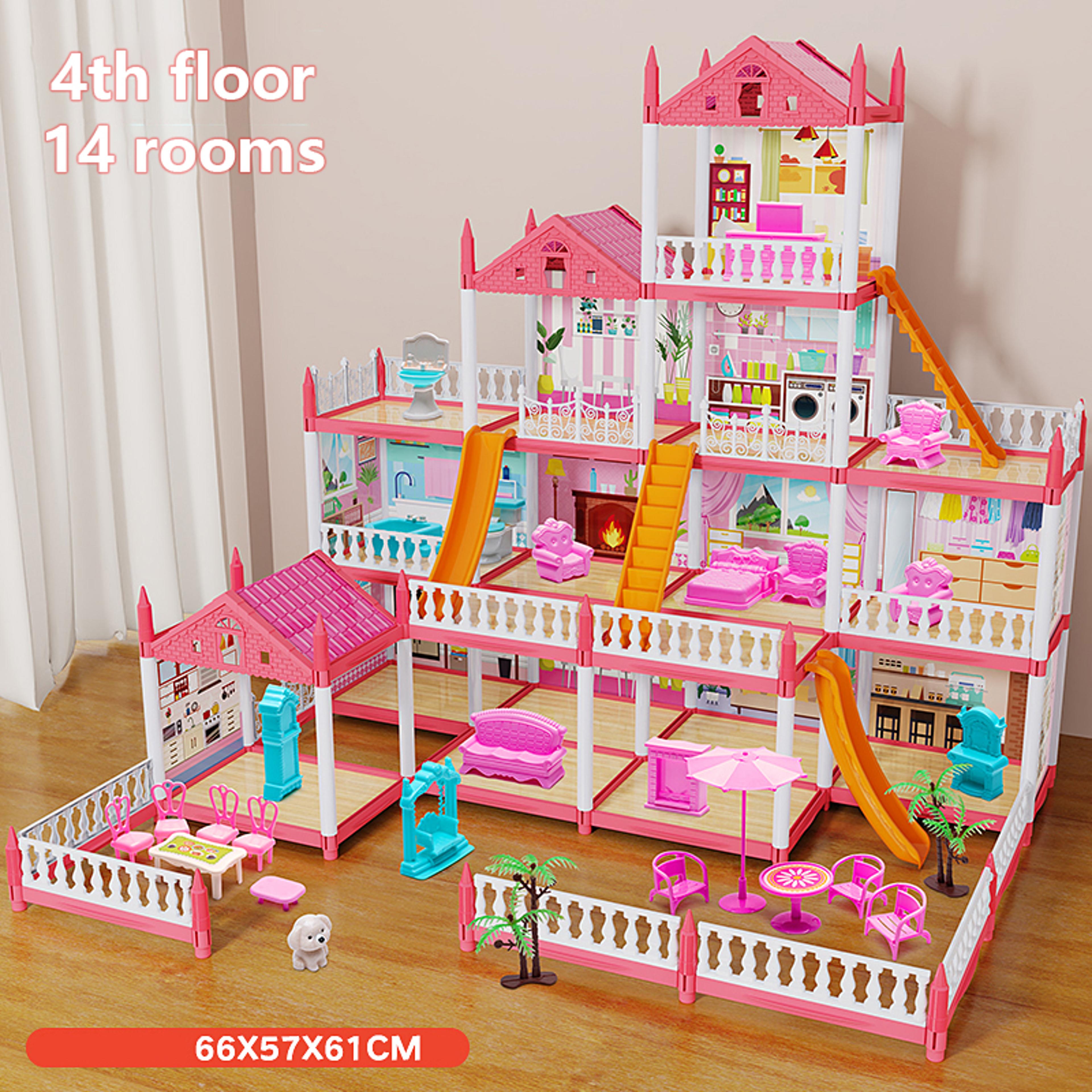 DIY Princess Castle Dollhouse Musical Kids Dream Villa Playset 9