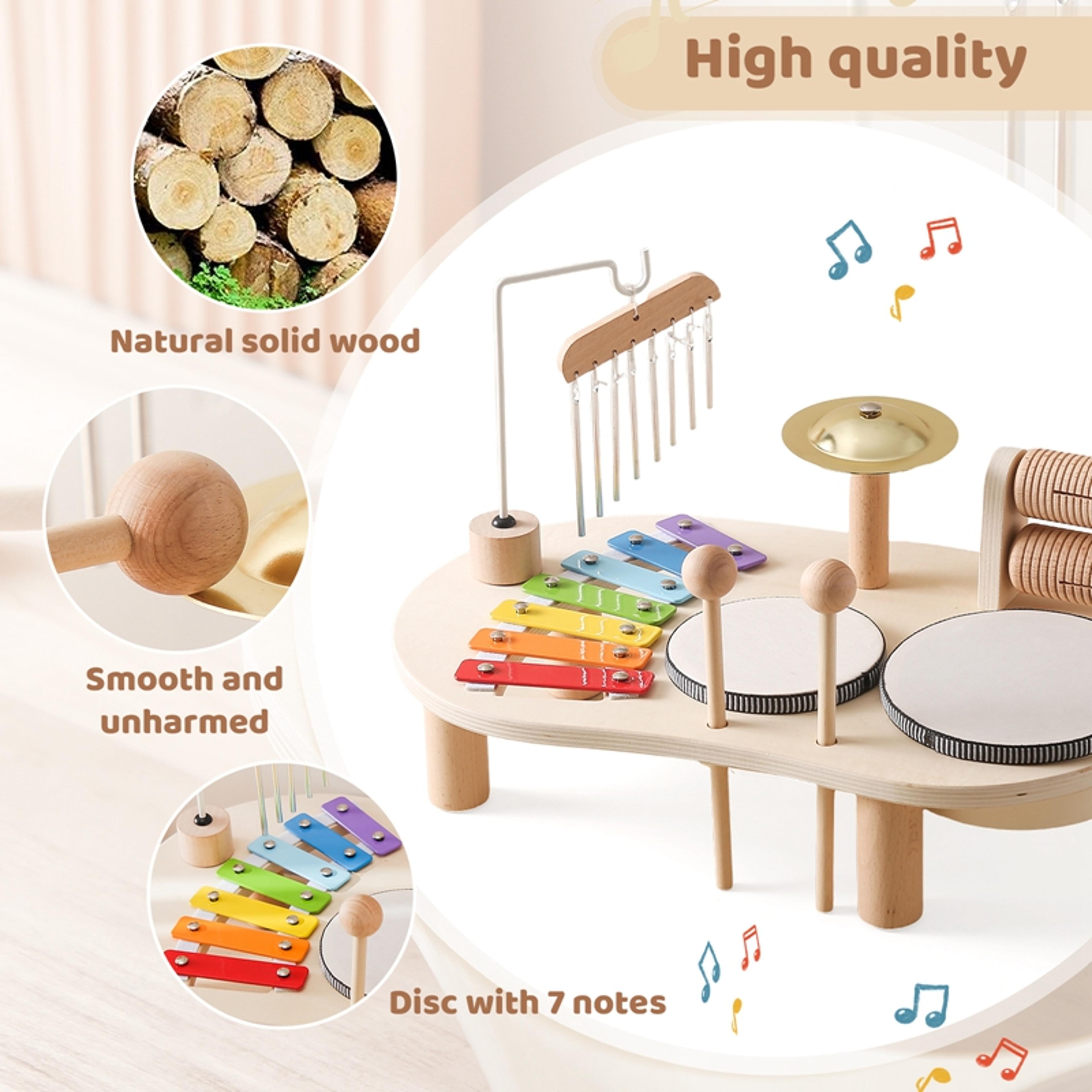 Wooden Montessori Musical Toy Xylophone And Aeolian Bells For Kids 3