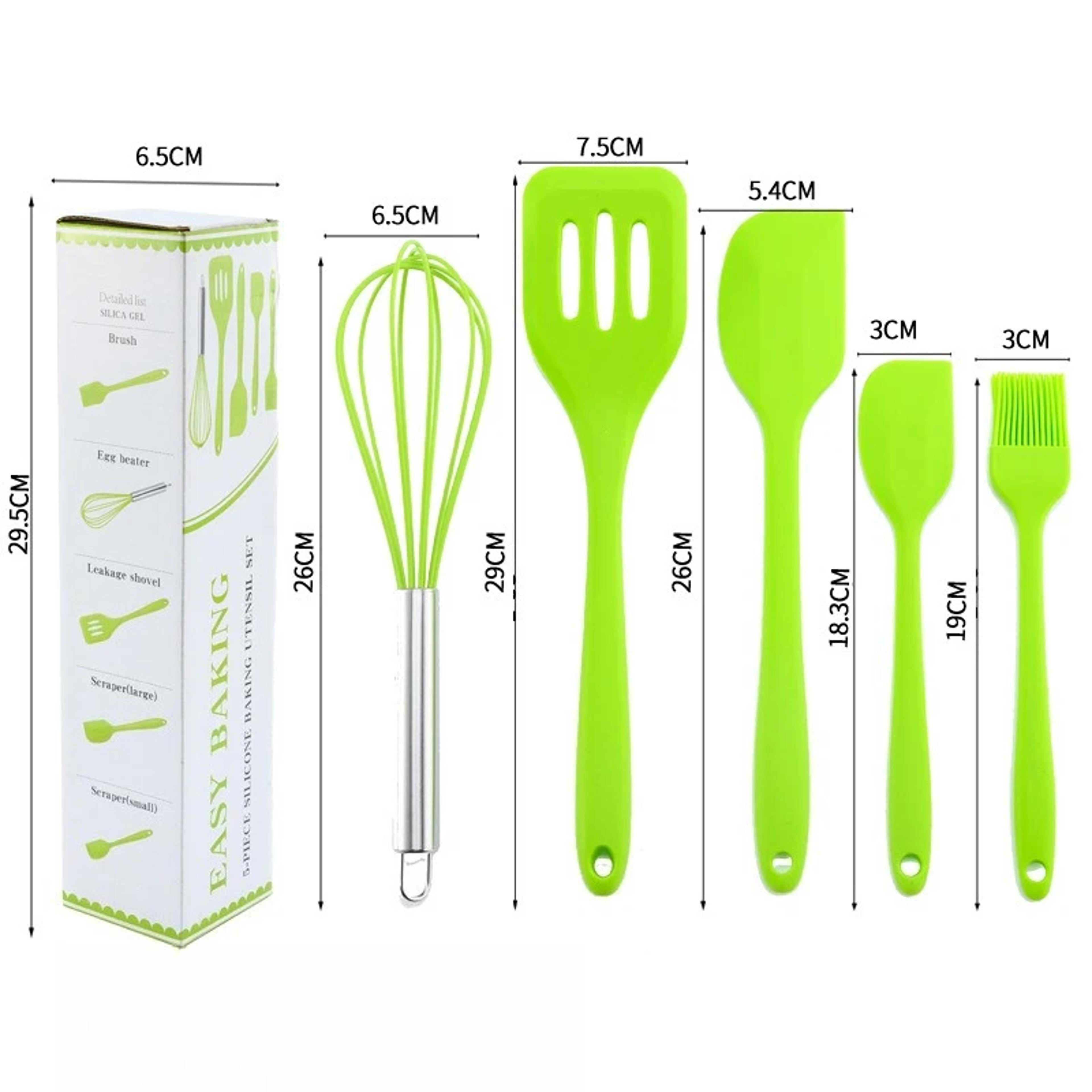 5 Piece Silicone Baking Tool Set Cooking Utensils With Spatula Whisk Brush And Scrapers 5