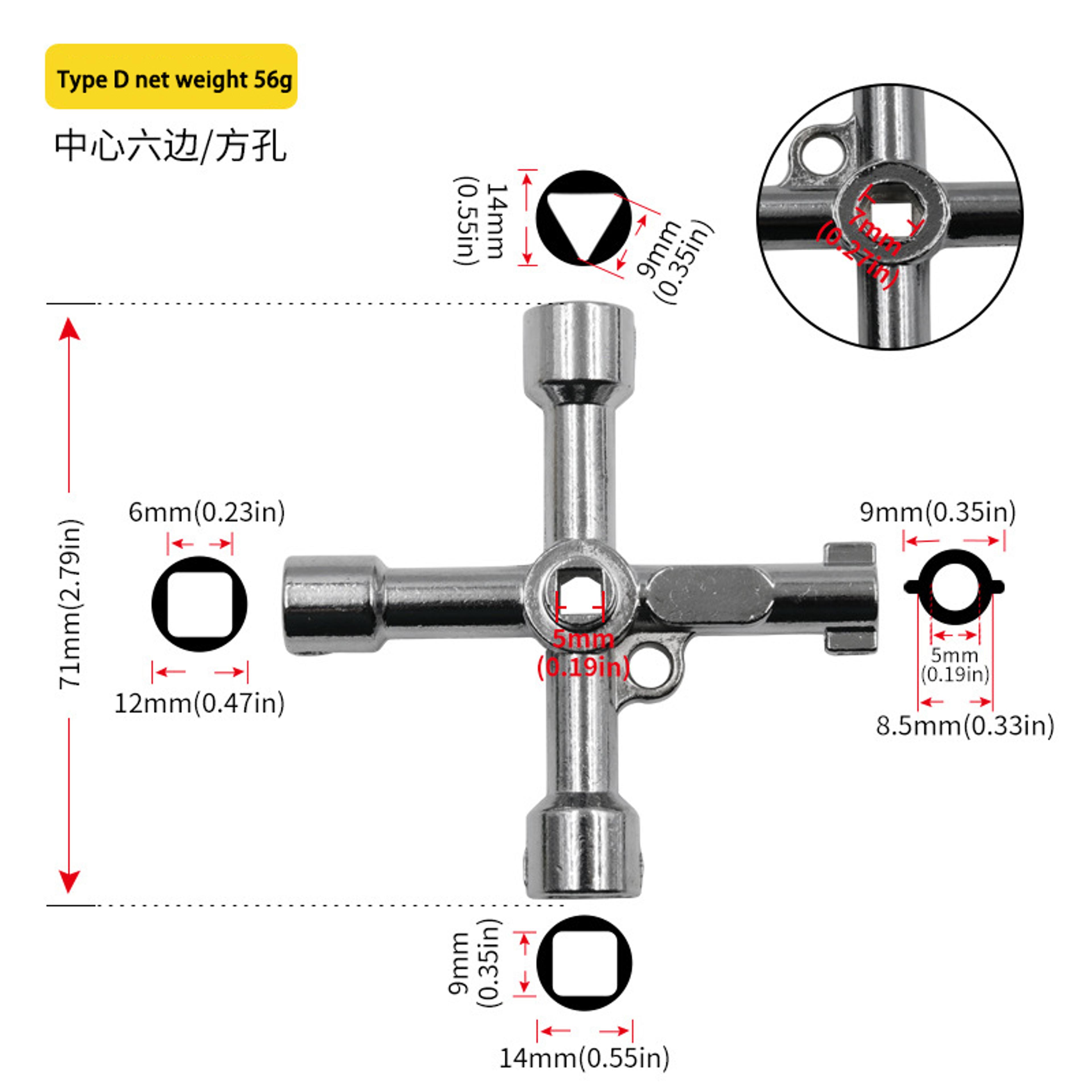 4 In 1 Utility Cabinet Key Wrench Water Meter Valve Tool And Screwdriver 8